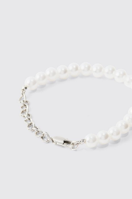 Silbernes Metall-Armband mit Perlen
