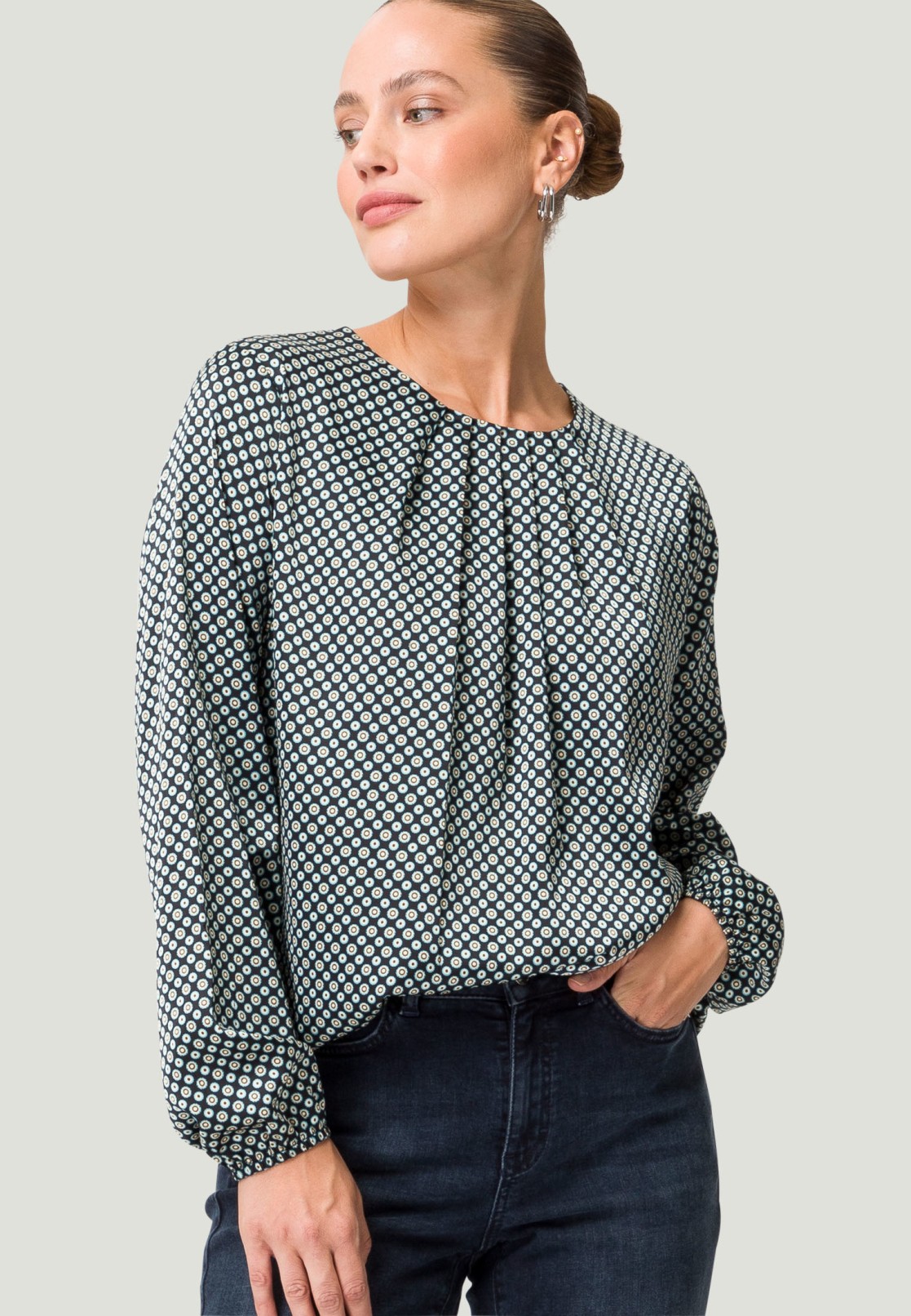 Satinbluse mit Print