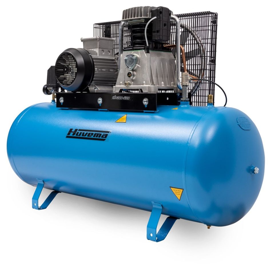 Huvema 21292 kileremdrevet stempelkompressor med oljesmøring 400 V - 270 liter - 4,0 kW