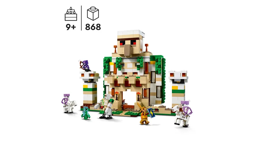 LEGO Minecraft 21250 Die Eisengolem-Festung, Spielzeug-Set mit Creeper