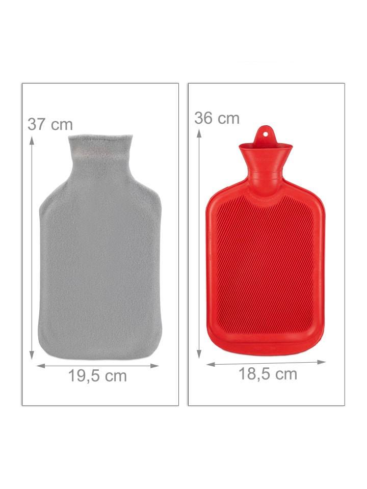relaxdays 10x Wärmflasche in Grau/Rot günstig kaufen onesize