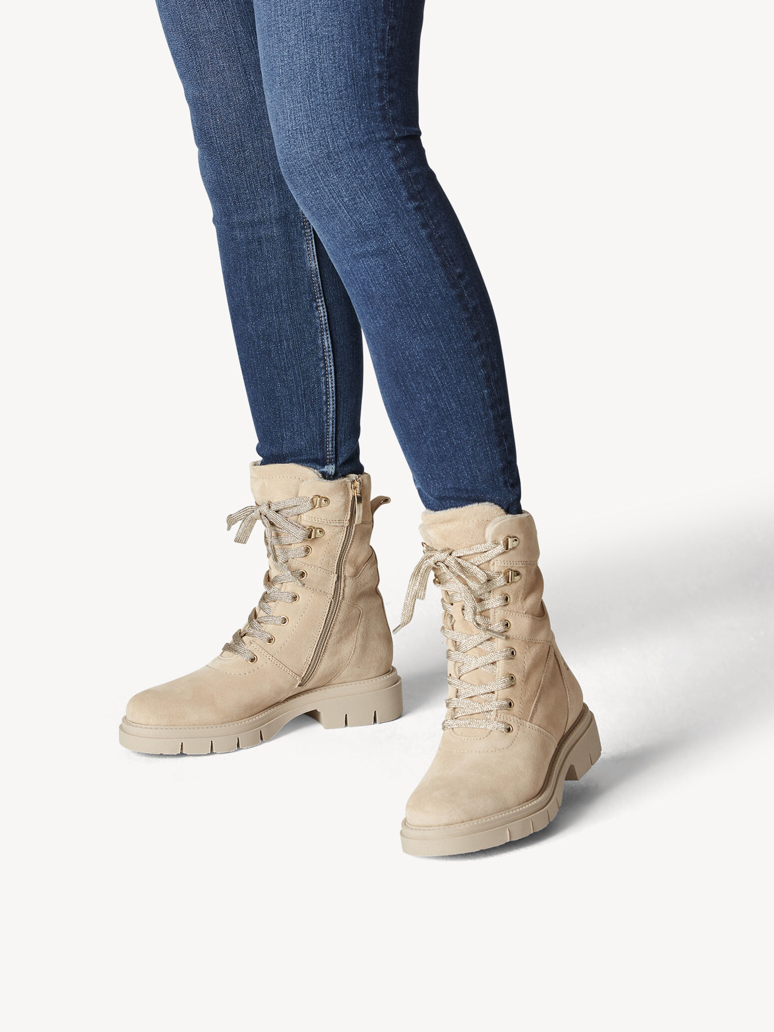 Bottine en cuir - beige doublure chaude