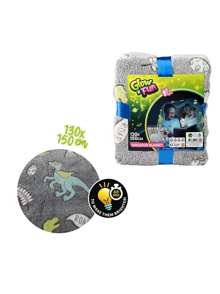 Toi-Toys Kinder-Decke Dinosaurier leuchtet im Dunkeln 130 cm x 150 cm 0 Monate günstig kaufen onesize