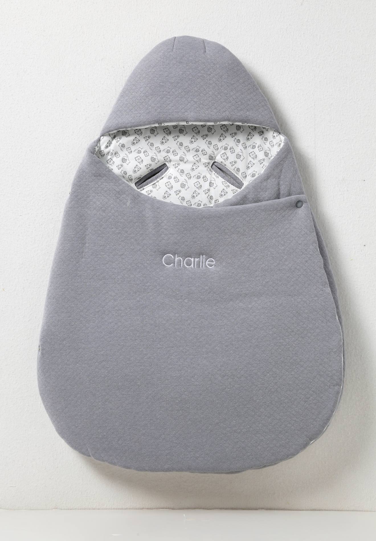 Vertbaudet 2-in-1 Baby Ausfahrsack/Wickelunterlage Oeko-Tex, personalisierbar - grau