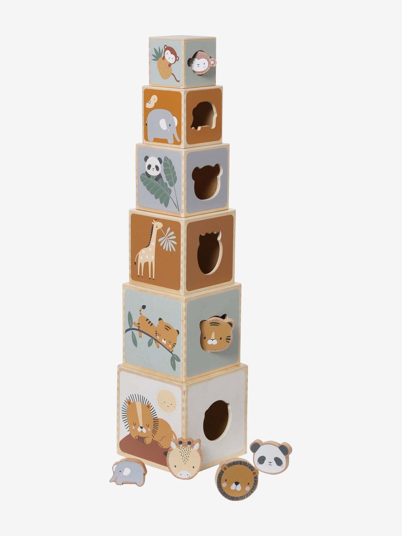 Tour de cubes avec formes à encastrer en bois FSC® tanzanie