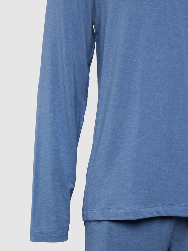 Pyjama mit geripptem Rundhalsausschnitt in rauchblau