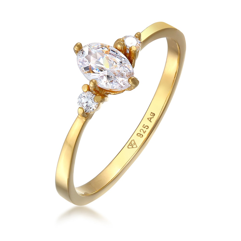 Elli Elli Bague Femmes Bague de fiançailles Ovale avec Cristal de Zirconium en Argent  Bague