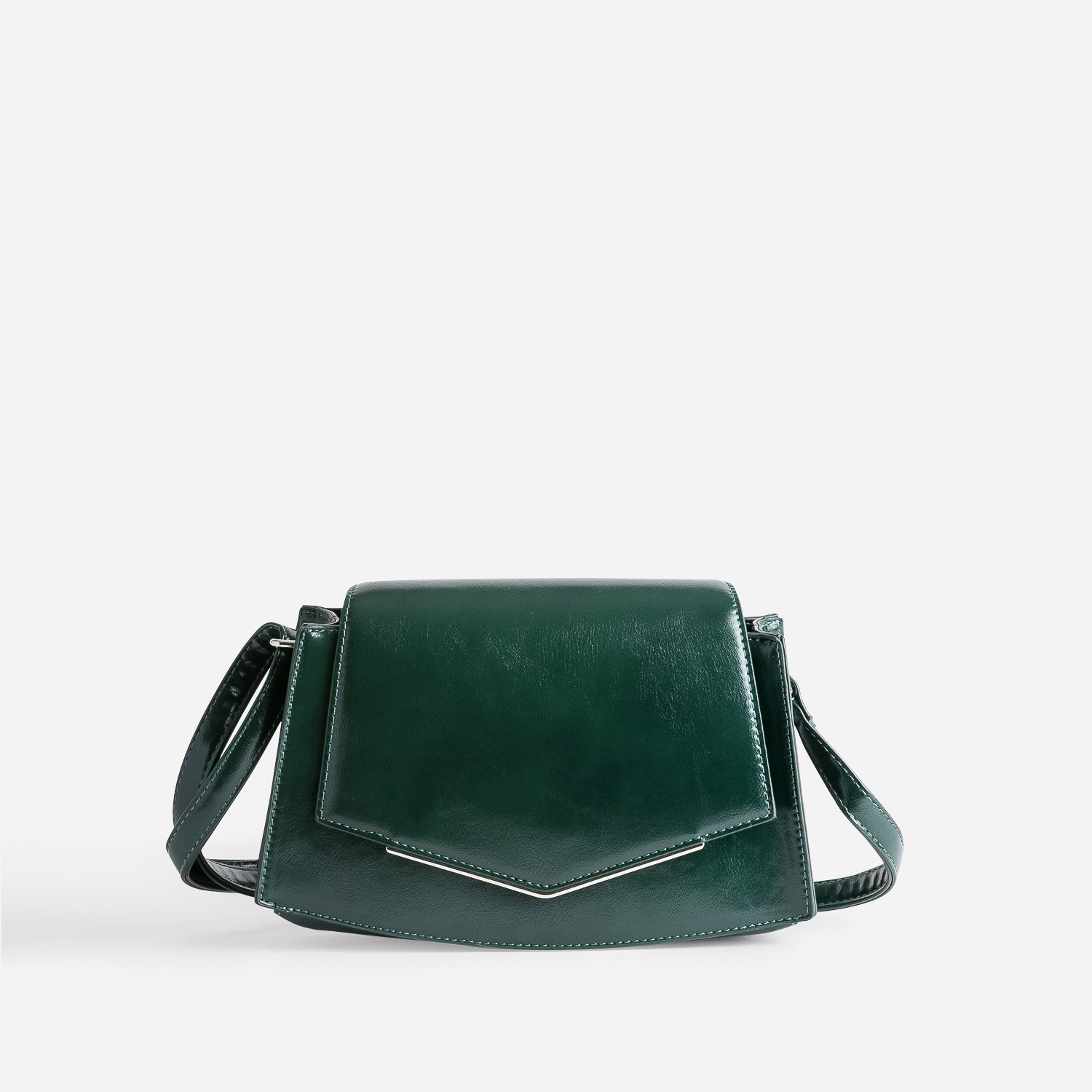 Sac bandoulière vert avec barrette métal