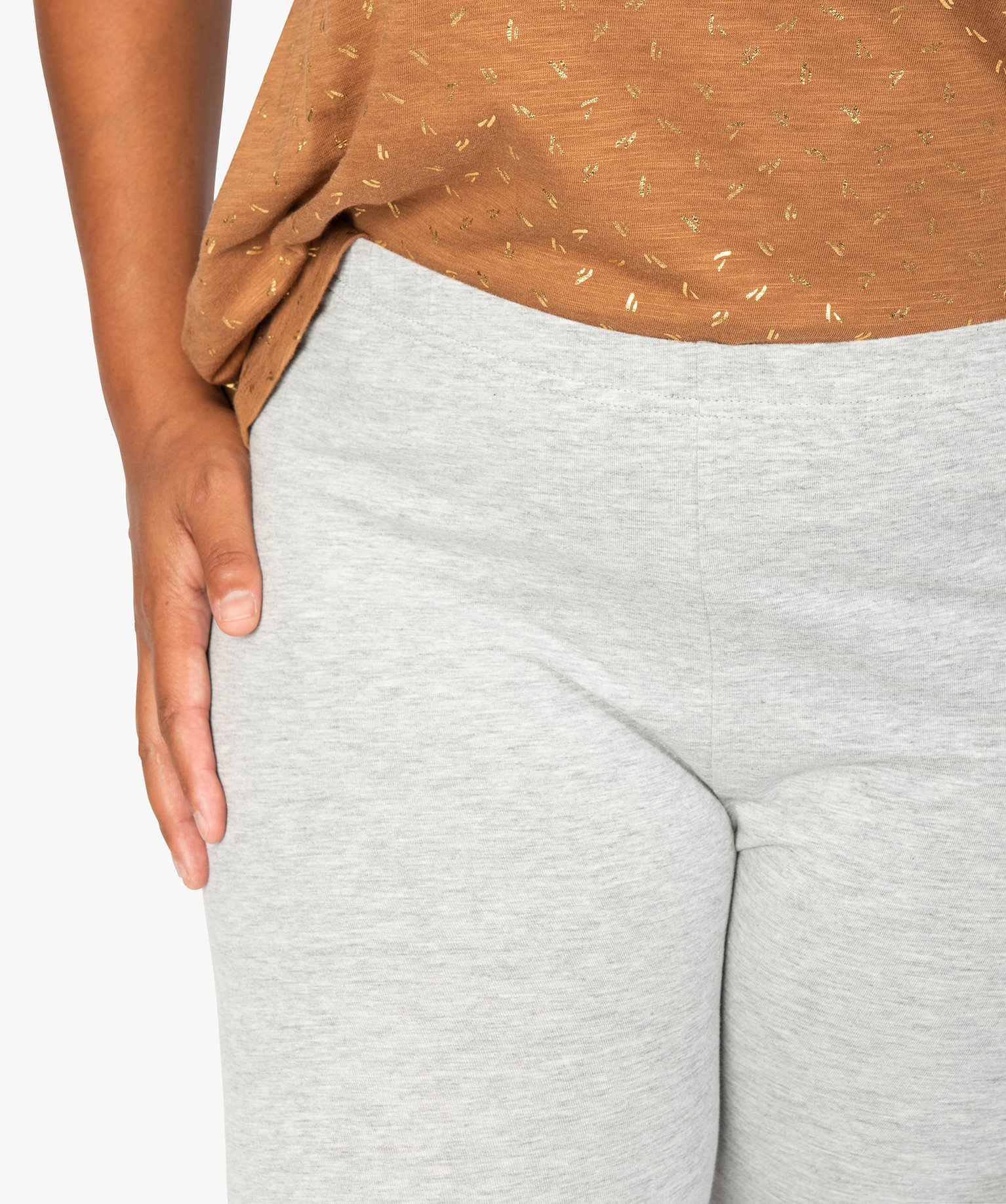 Legging femme grande taille uni en coton stretch gris | GEMO