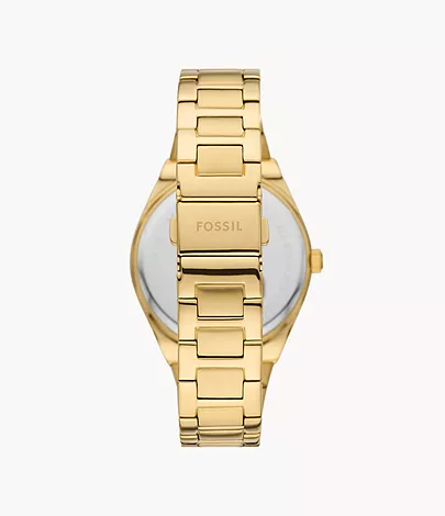 Fossil Uhr Scarlette 3-Zeiger-Werk Datum Edelstahl goldfarben