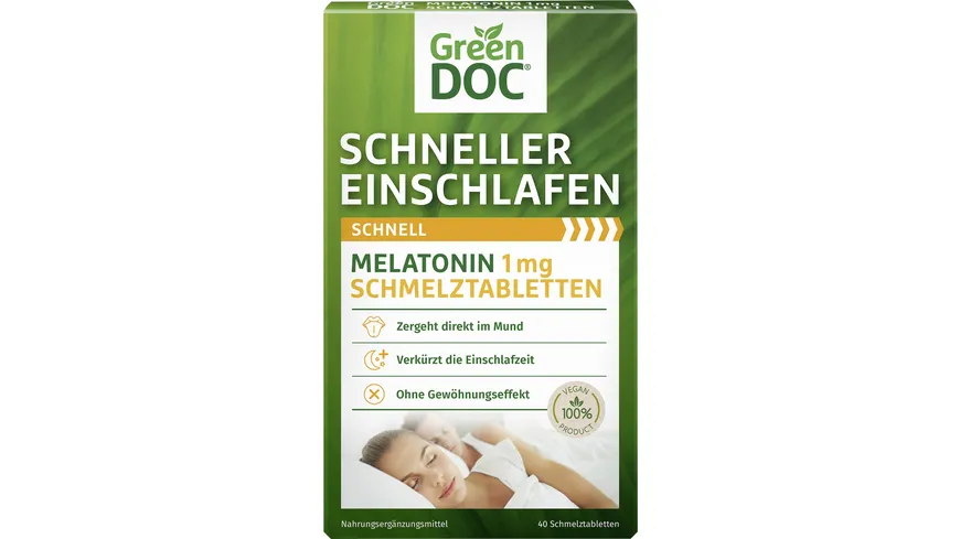 GreenDoc Schneller Einschlafen Melatonin Schmelztabletten