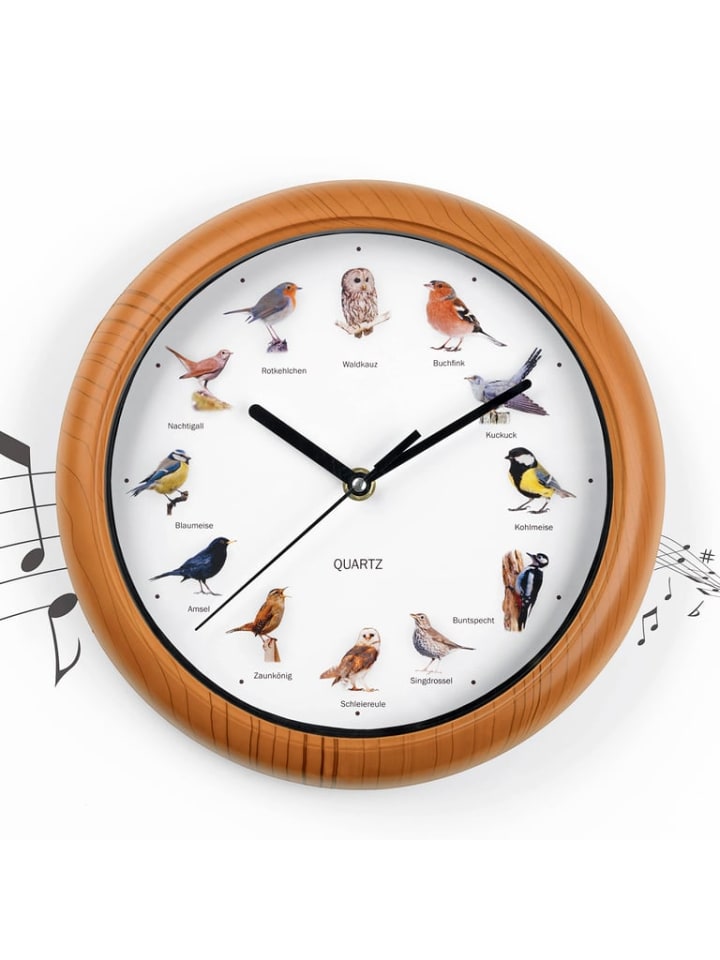 EASYmaxx Wanduhr Küchenuhr Uhr Analog Vogelstimmen 12 Singvogelstimmen 25cm günstig kaufen onesize