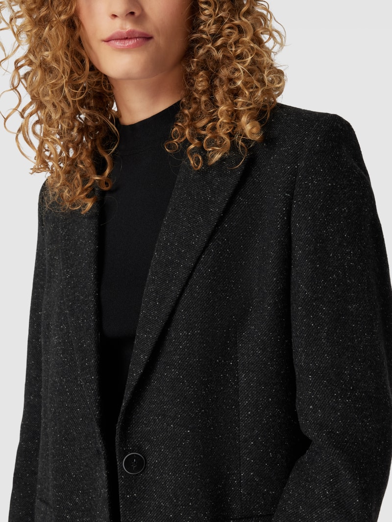 Blazer mit Woll-Seide-Anteil und Strukturmuster in schwarz