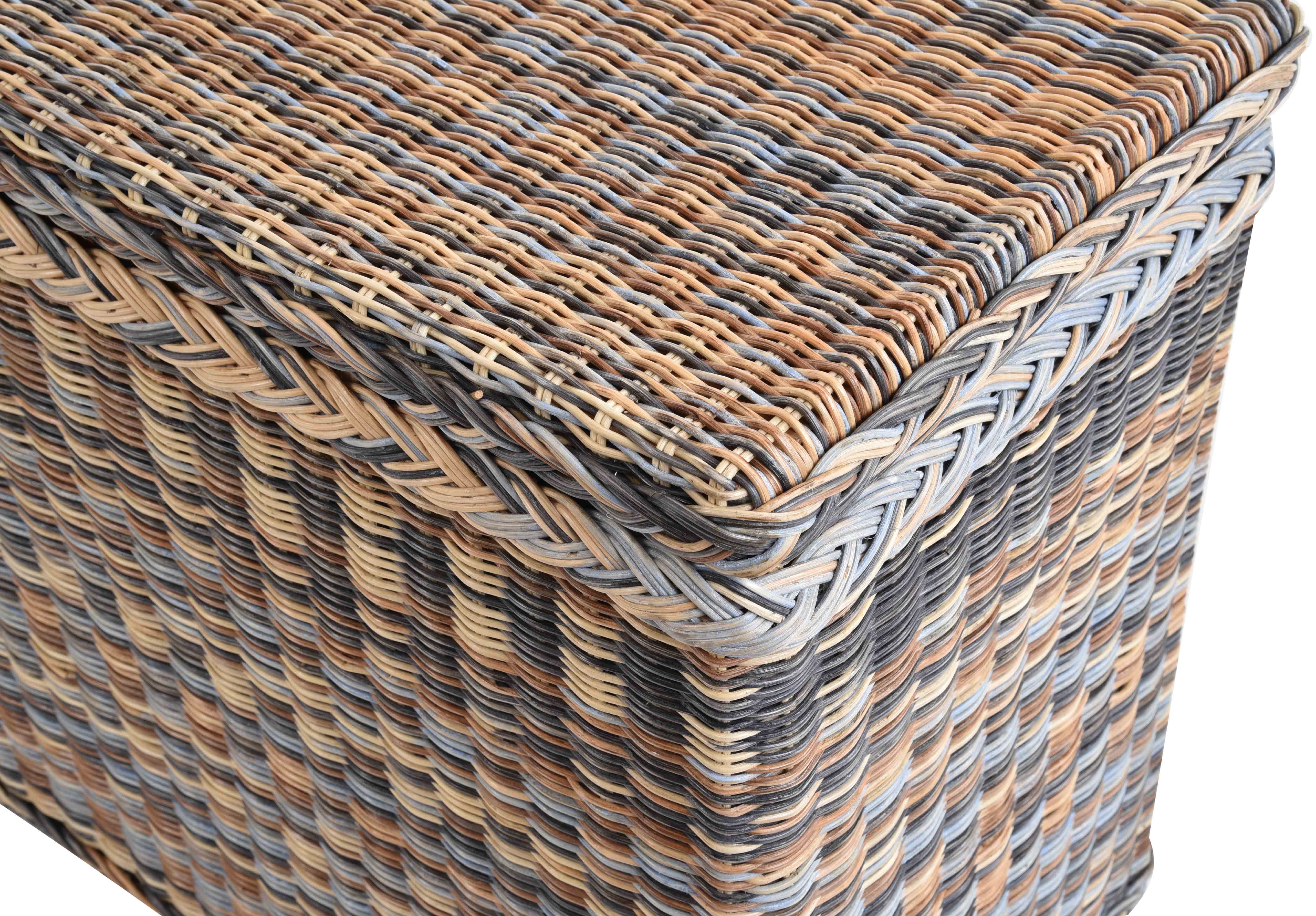 Krines Home Wäschesortierer Rattan Wäschekorb 3 Fächer Wäschesammler Wäschesortierer Unterteilung, mit Deckel und drei Unterteilungen