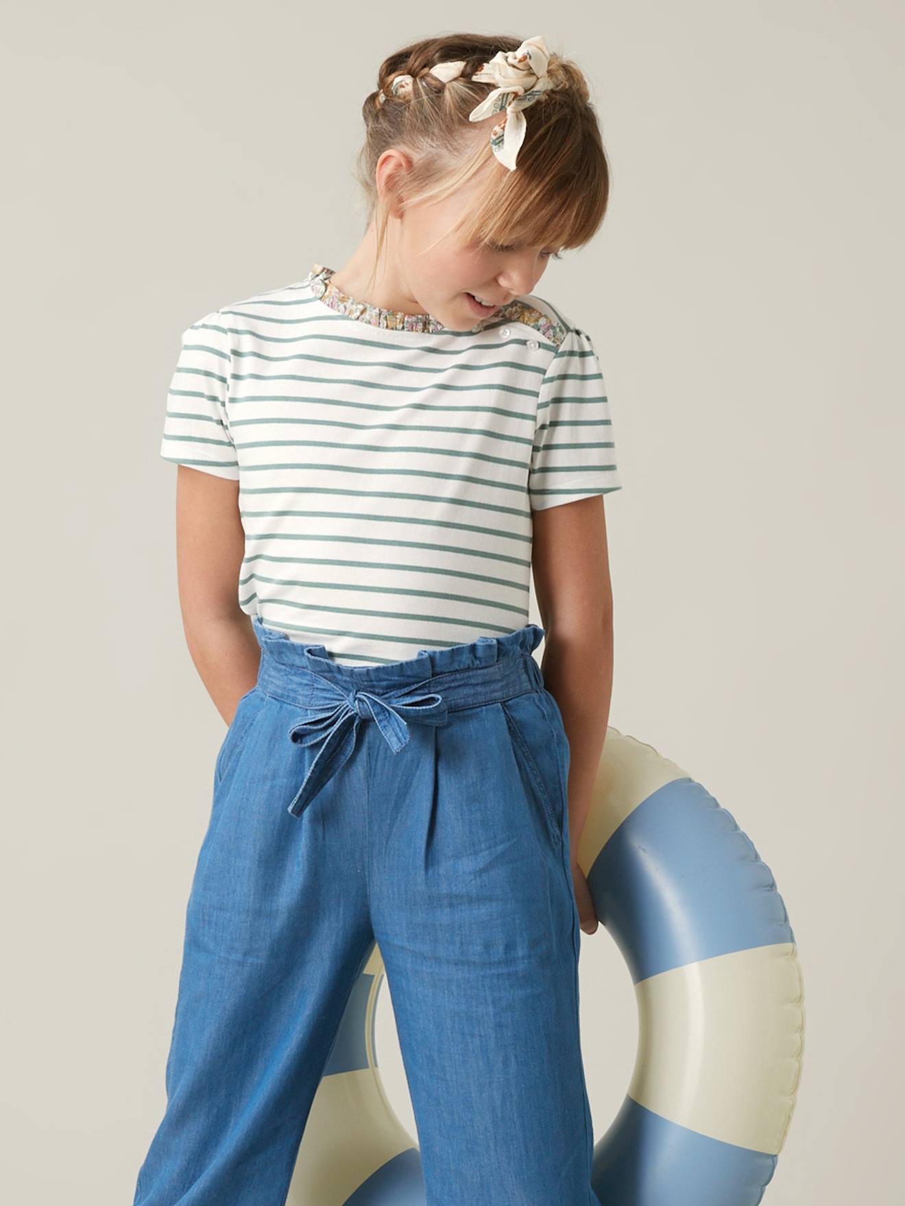 Cyrillus Weite Mädchen Sommer-Jeans CYRILLUS - blue stone