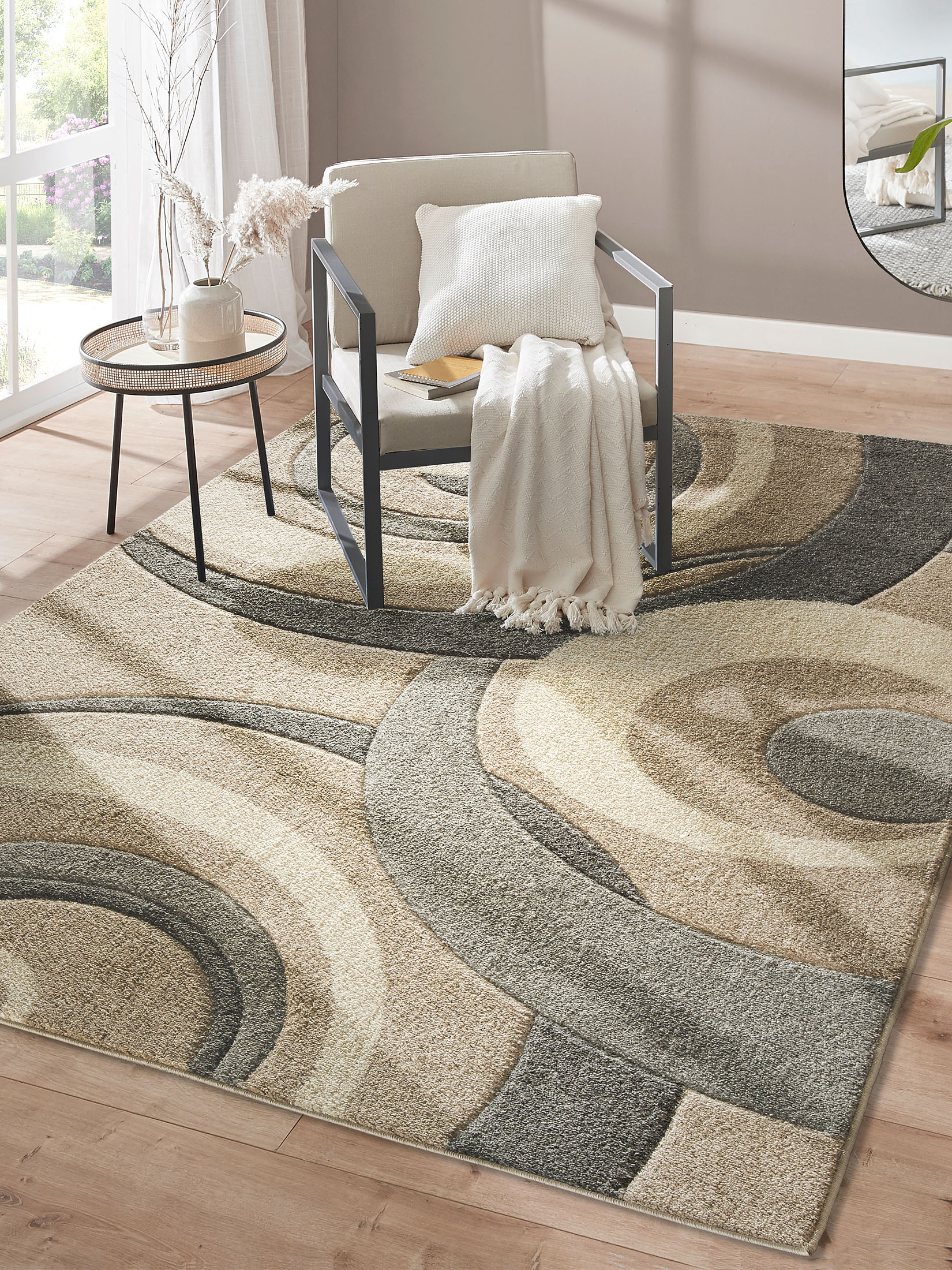 Limano Moderner Teppich, Beige/Grau