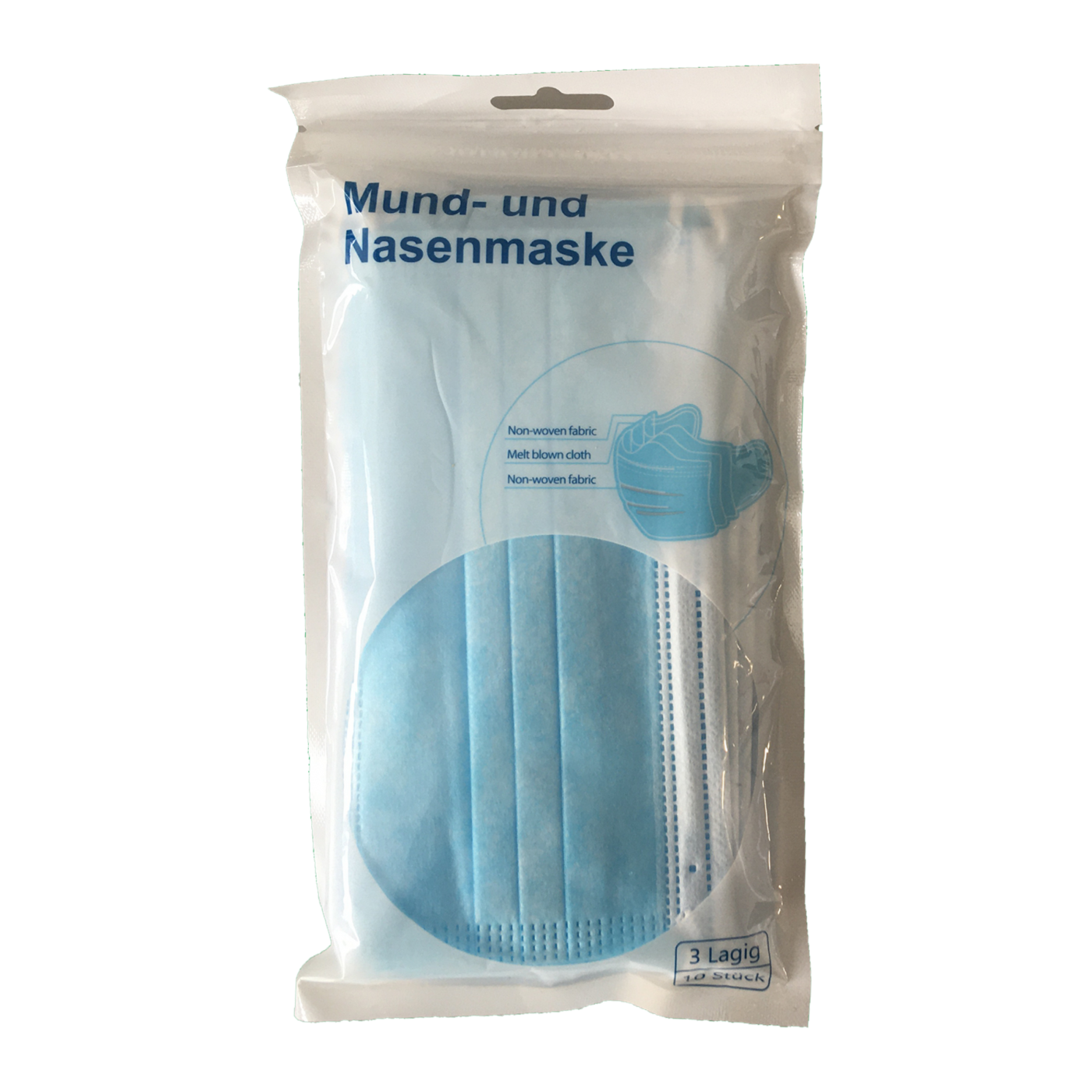 FMK OP Einweg-Masken 3-lagig 10er Pack Blau Weiss