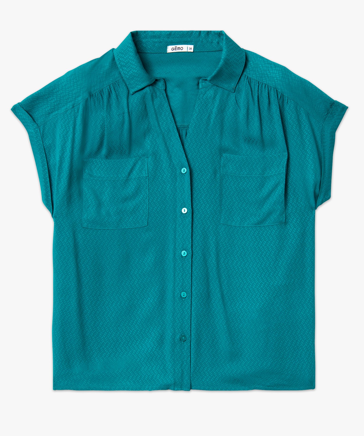 Chemise à manches courtes à reflets irisés femme bleu | GEMO