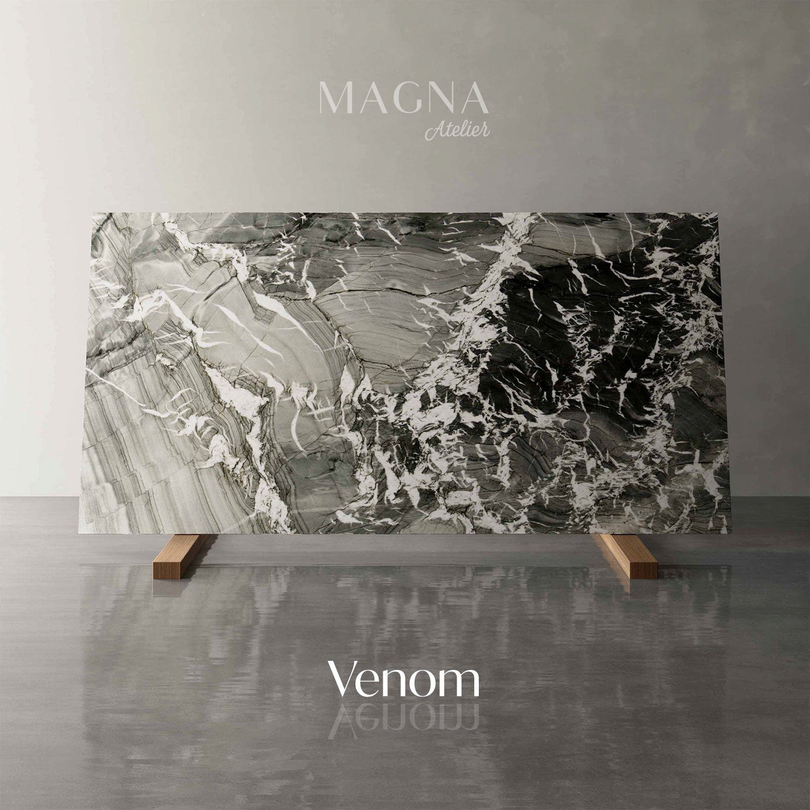 MAGNA Atelier Couchtisch OSAKA mit ECHTEM MARMOR, Wohnzimmer Tisch rund, Beistelltisch, schwarz Metallgestell, Ø70x42cm