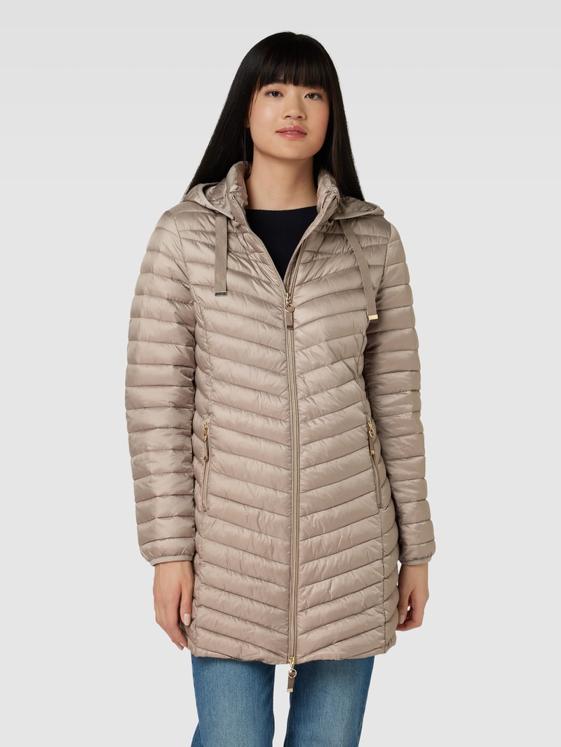 Steppjacke mit Kapuze in taupe