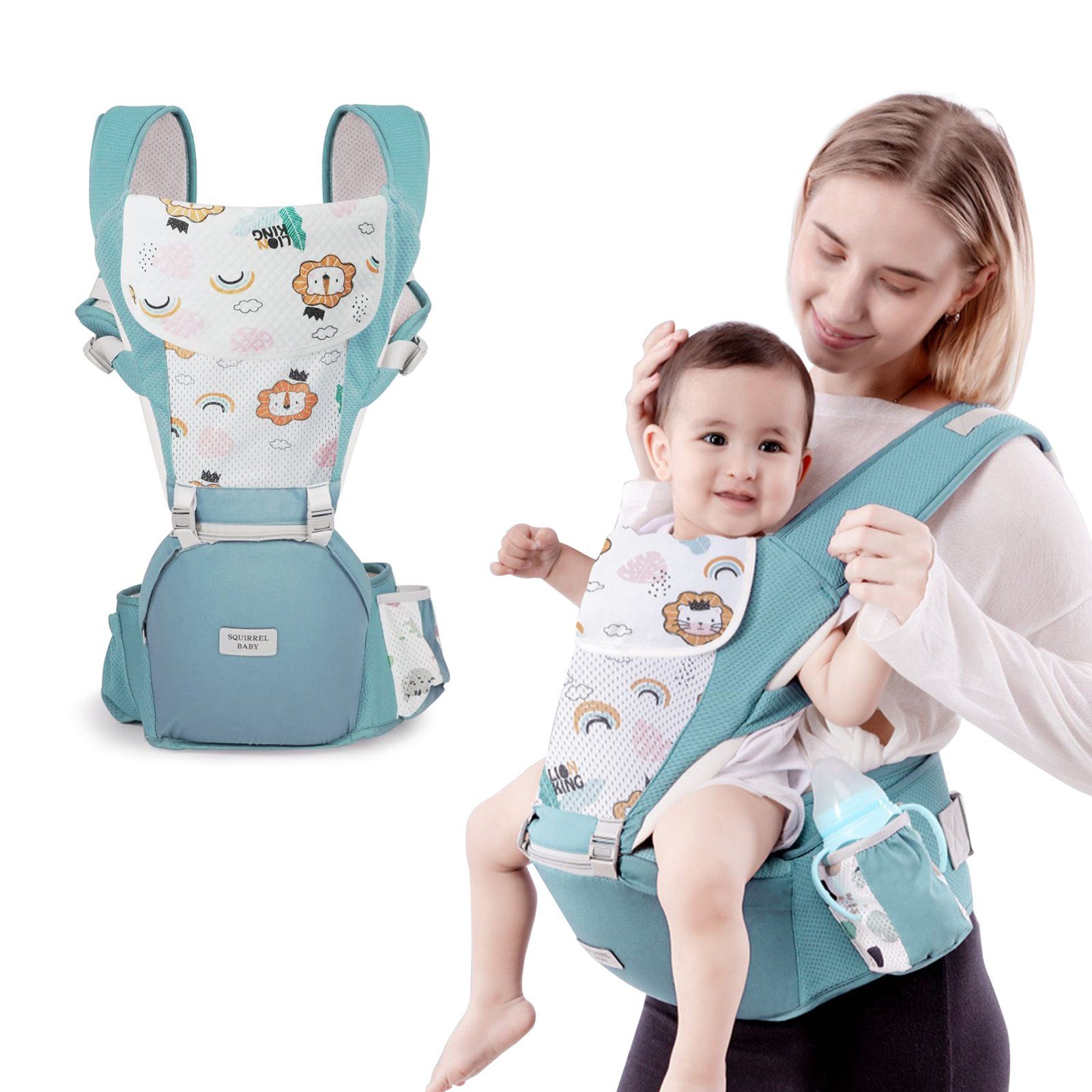Arkmiido Bauchtrage (6 in1 Adapt Cool Air Mesh Baby-Bauchtrage Rückentrage, Babytragetasche Plum), Babytrage für Neugeborene ab Geburt