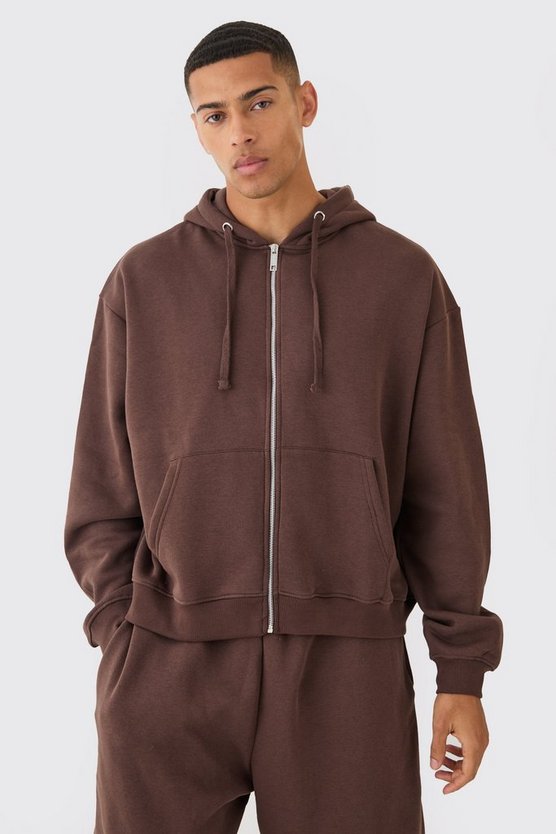 Kastiger Oversize Hoodie mit Reißverschluss & Shorts