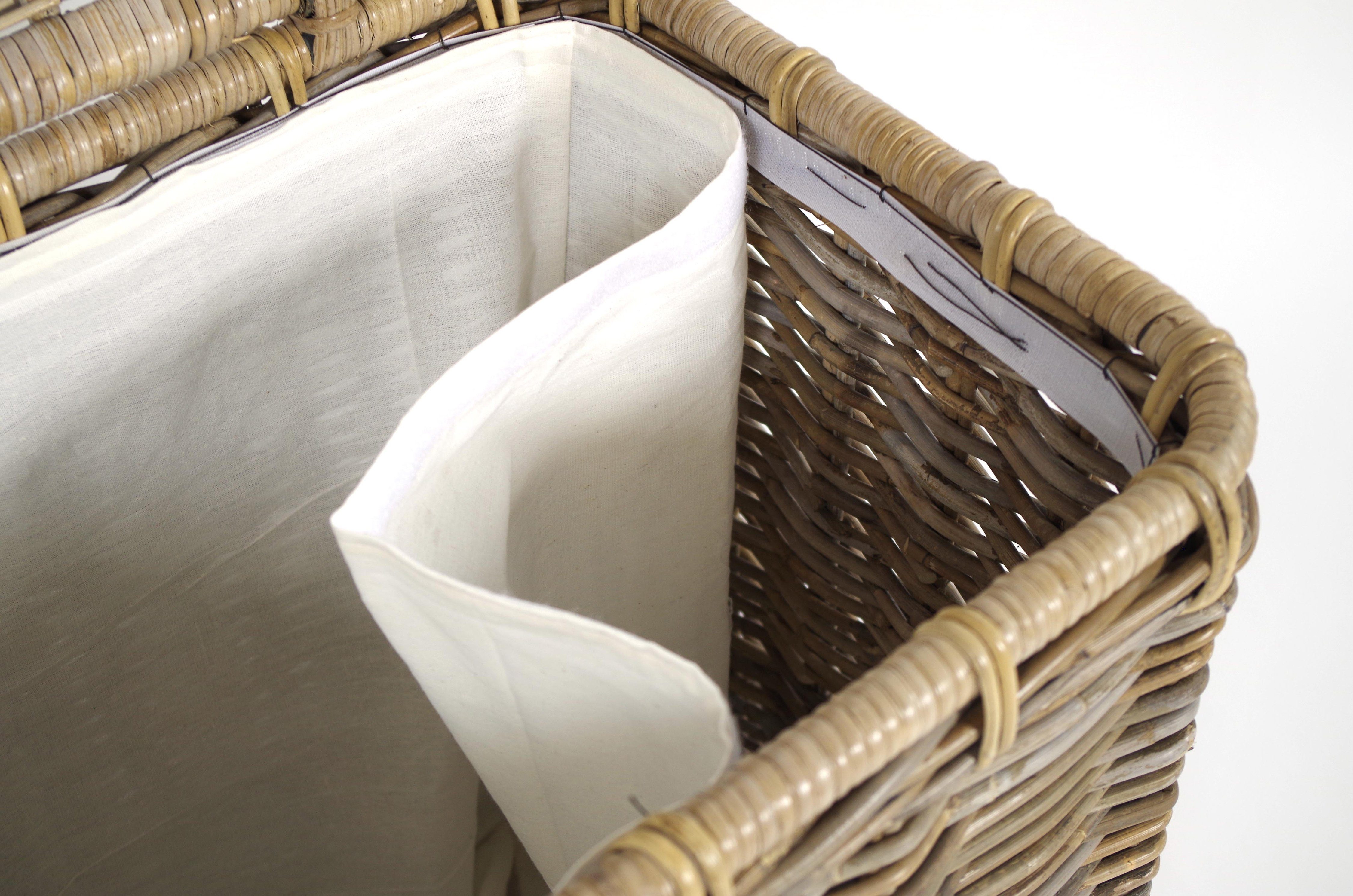 Kobolo Wäschekorb Wäschebehälter eckig Rattan Kubu-Grey 50x38x56 cm