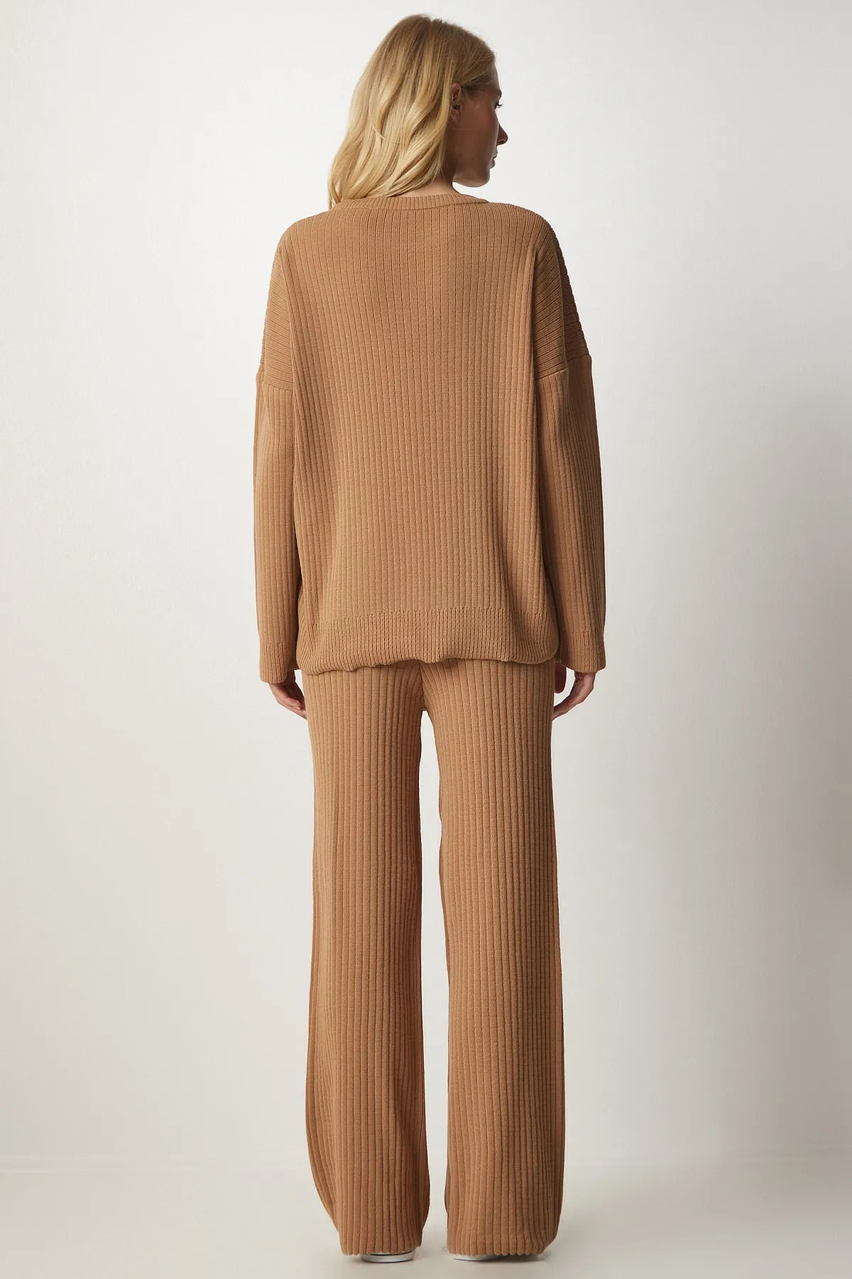 Happiness İstanbul  Damen-Strick-Sweatshirt-Hosen-Set in Keksform, MX00112