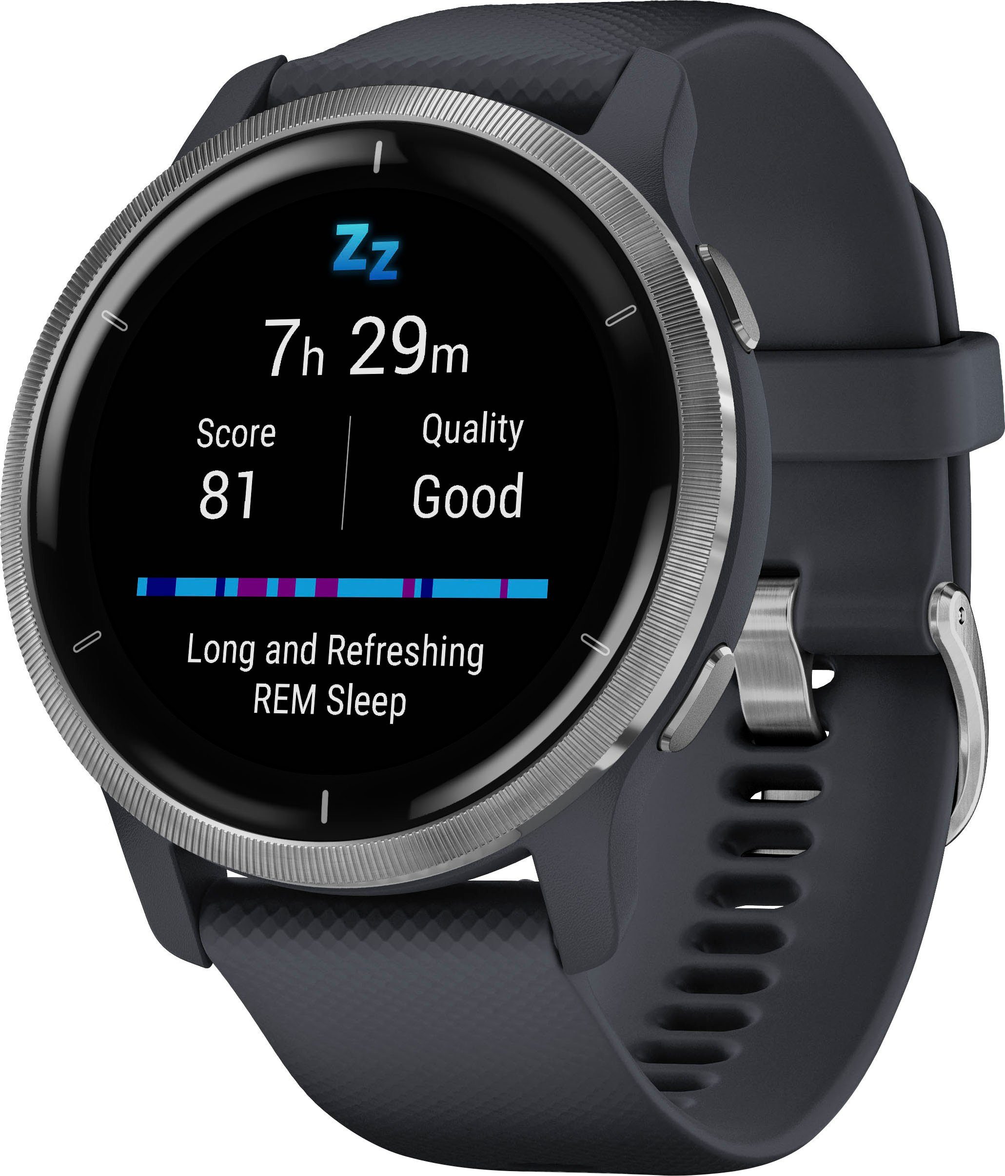 Garmin Venu 2 Smartwatch (3,3 cm/1,3 Zoll), 25 vorinstallierten Sport-Apps