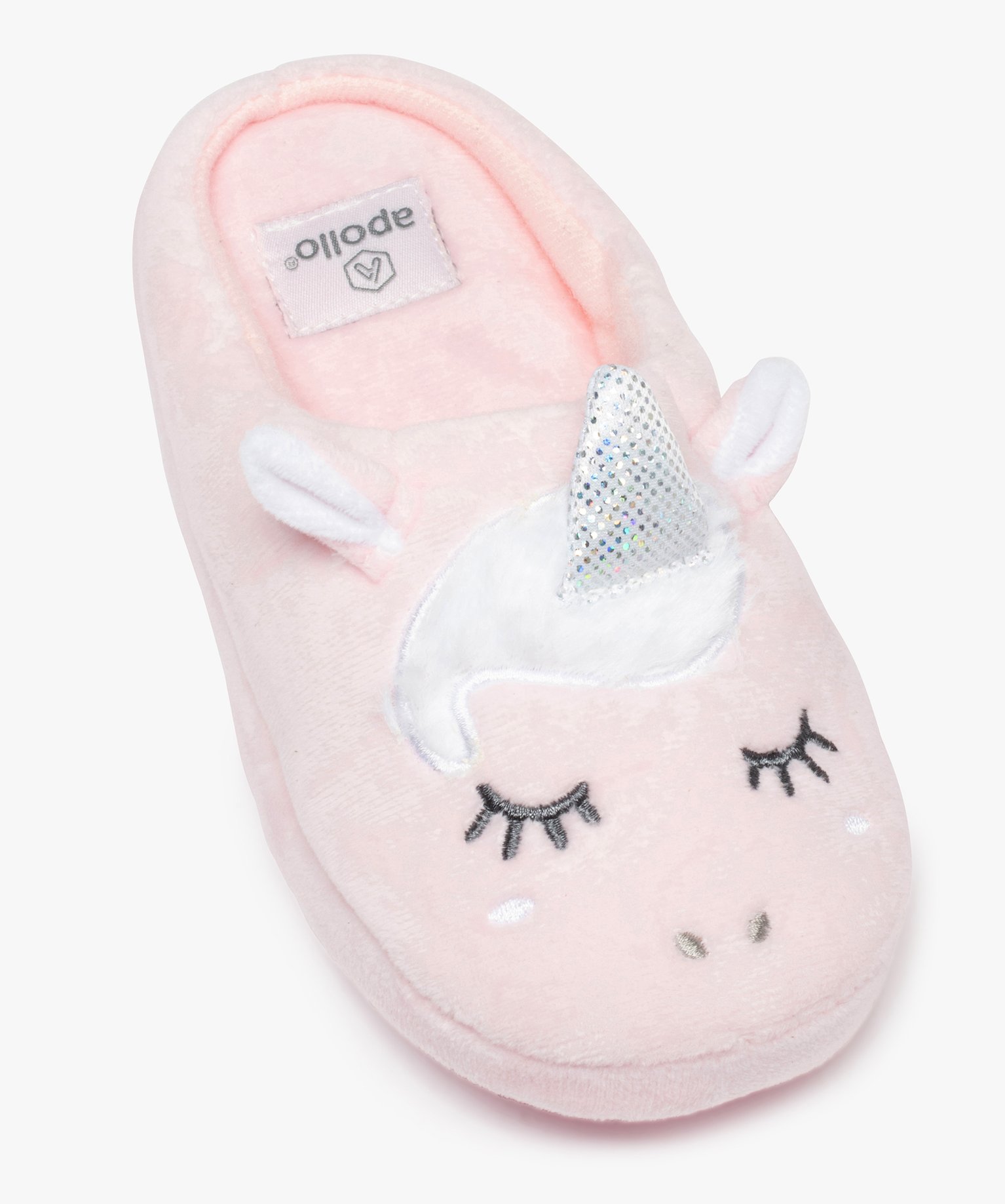 Chaussons fille mules en forme de licorne détails pailletés rose | GEMO
