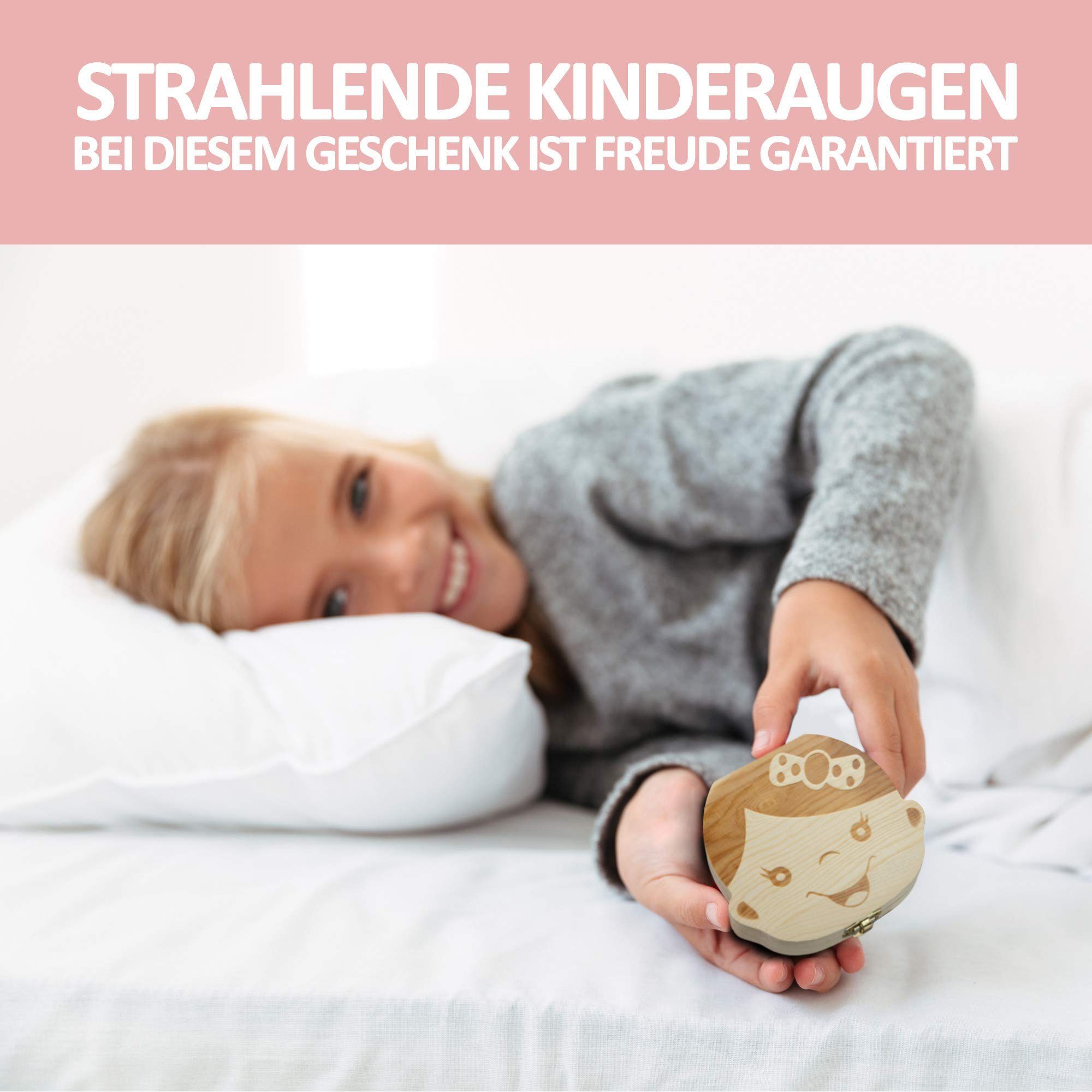 Little Moonshine Zahndose Holz Milchzahndose inkl. Zahnfee-Geschichten Geschenk, Mädchen 1 Stück (1er Pack) Pinienholz