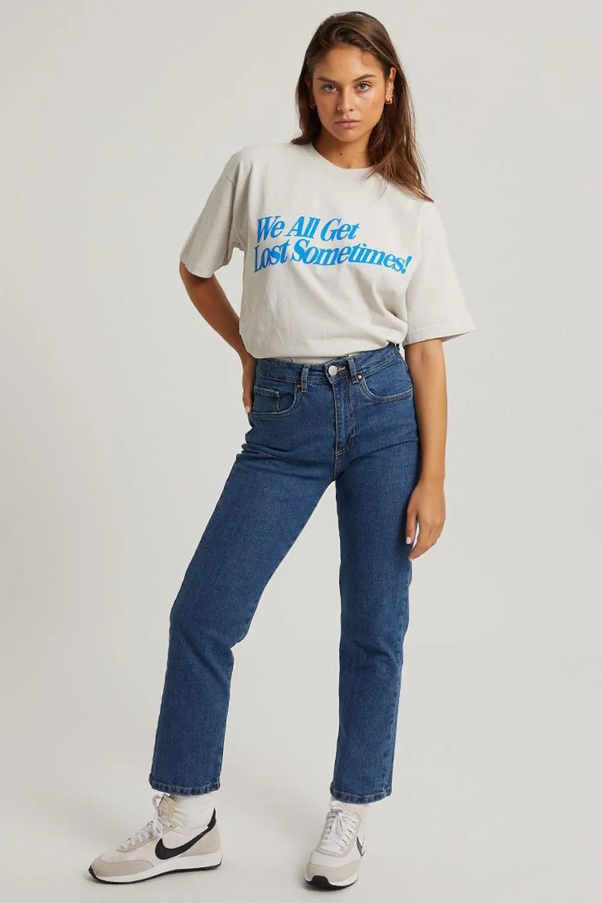 Madmext  Ecru bedrucktes Oversize-T-Shirt Mg1532