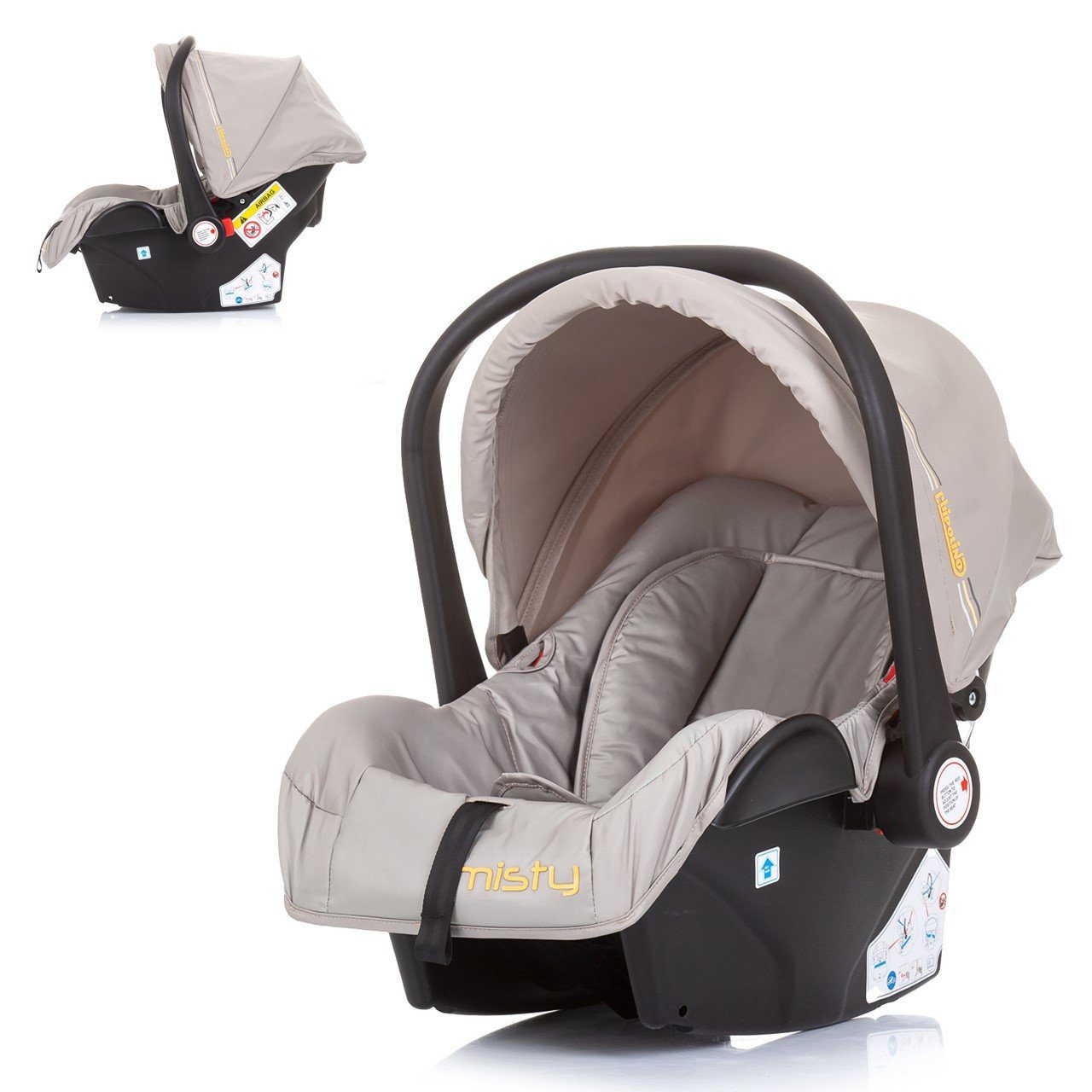 Chipolino Babyschale Babyschale Misty Gruppe 0+, bis: 13 kg, (0-13 kg) Kissen, 3-Punkt-Gurt, Sonnendach
