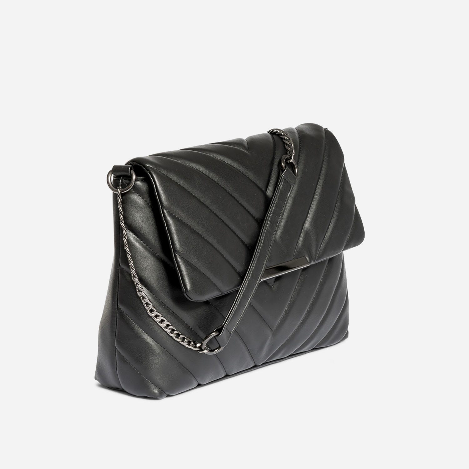 Sac bandoulière TEXTO noir matelassé