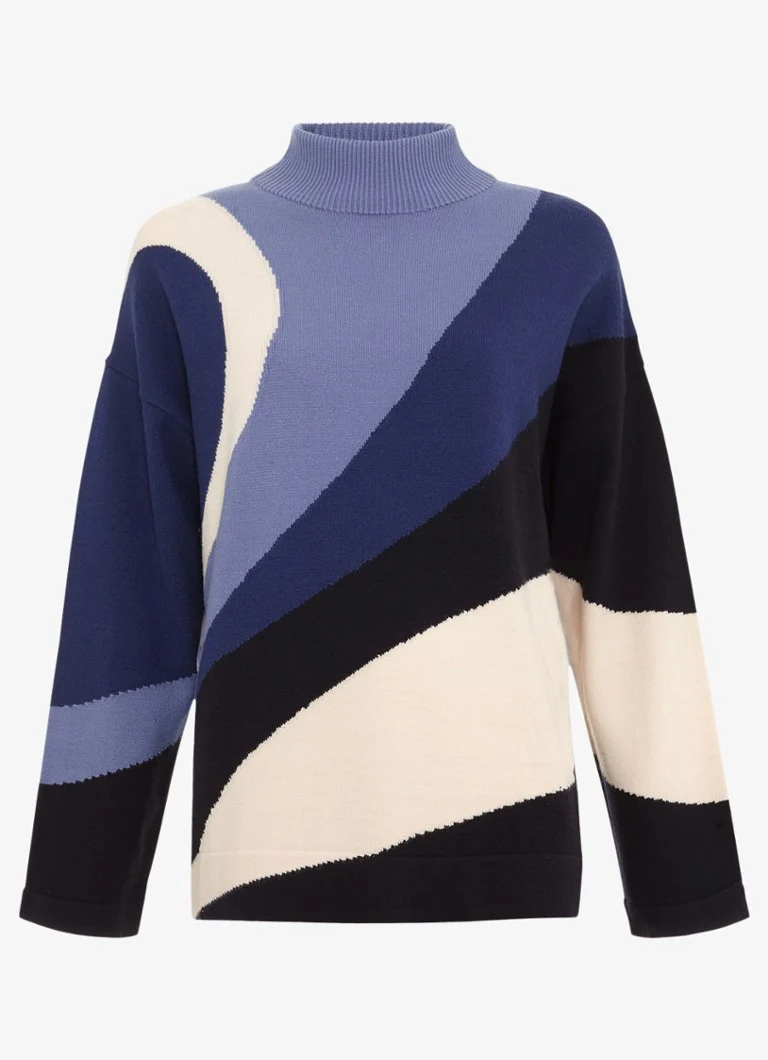 Pulover Phase Eight Sabrina, tricotat fin, cu blocuri de culoare.