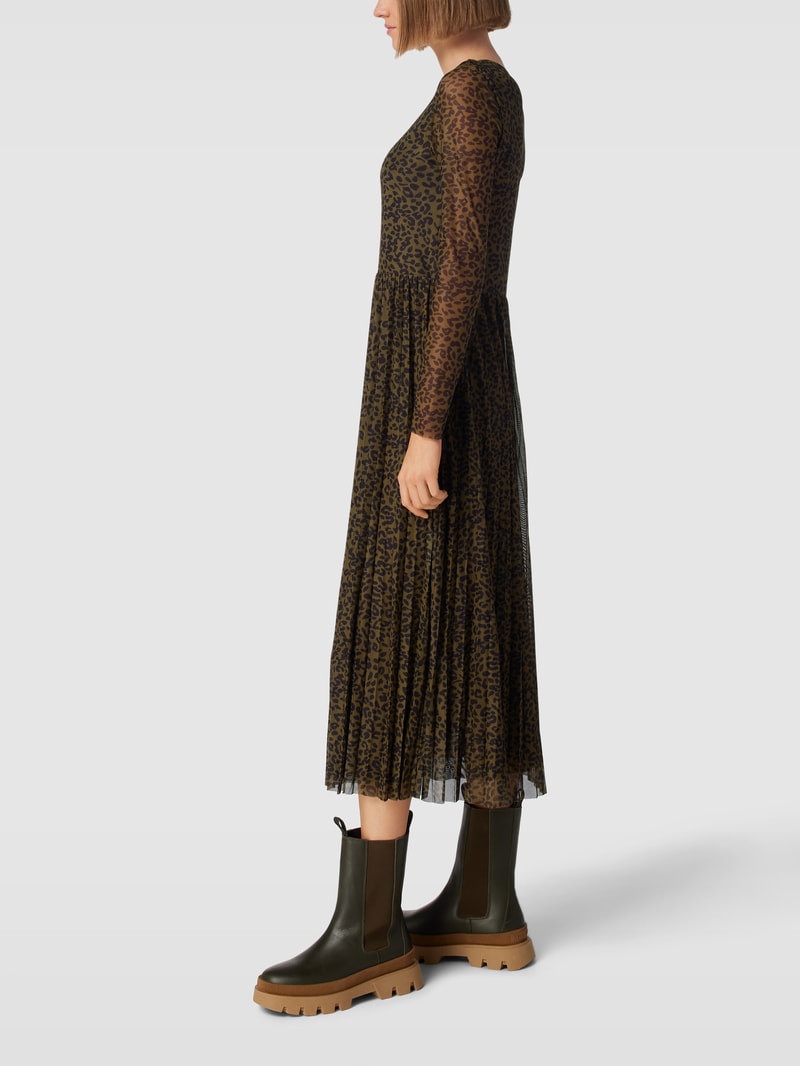 Maxikleid mit Animal-Print in dunkelgrün