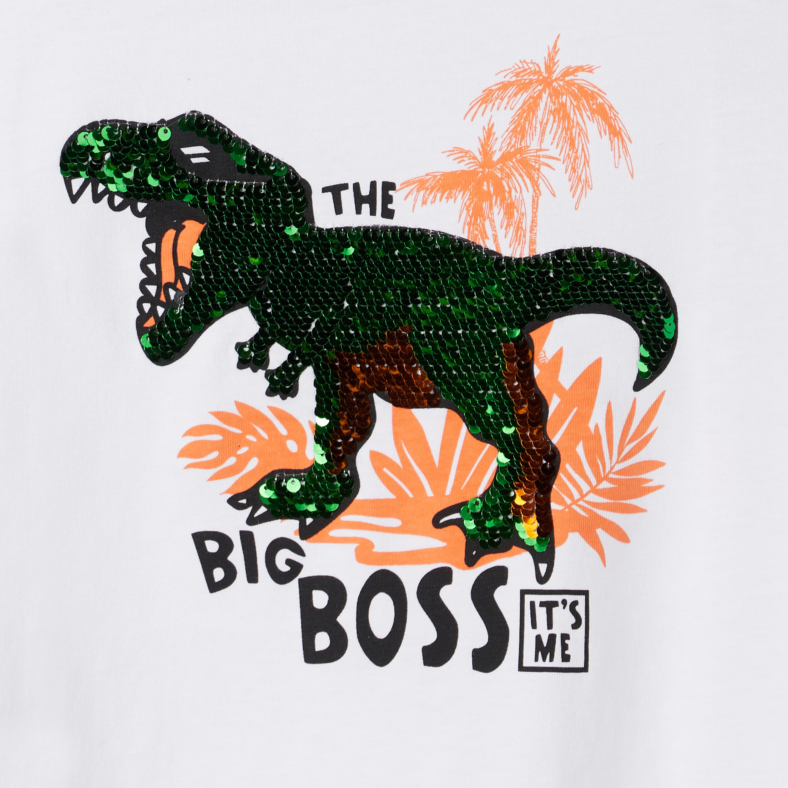T-shirt manches courtes sequins blanc garçon | La Halle
