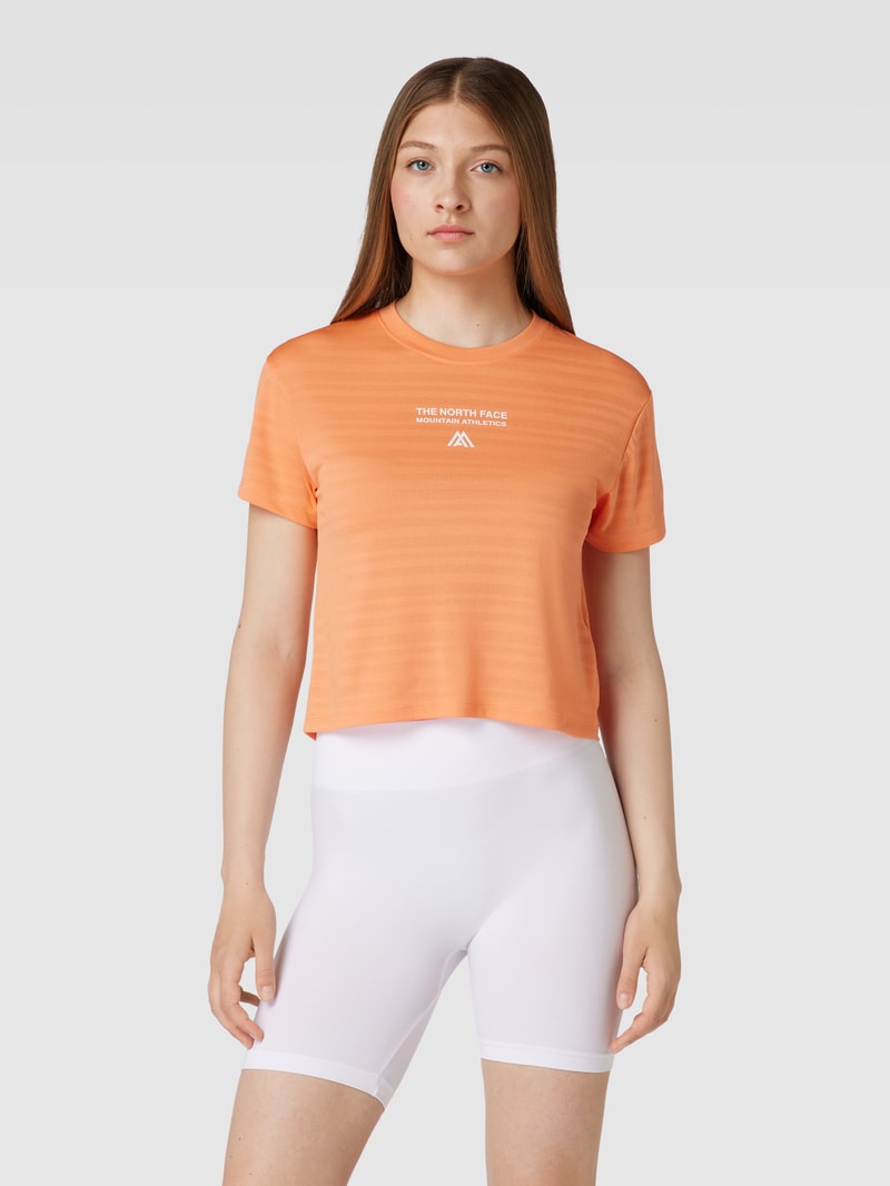 Cropped T-Shirt mit Label-Print in orange