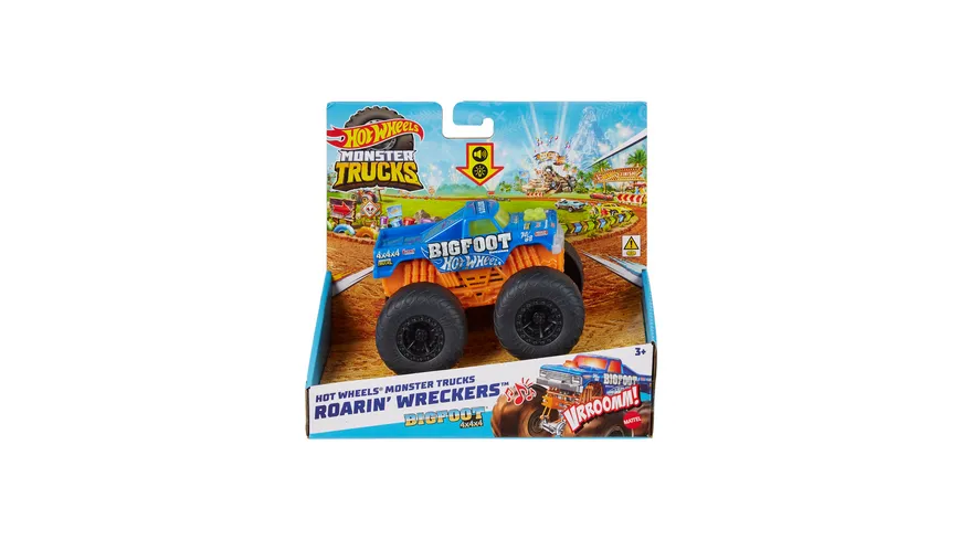 Hot Wheels Monster Trucks Roarin’ Wreckers Trucks mit Licht- und Geräuscheffekten, 1 Stück, sortiert