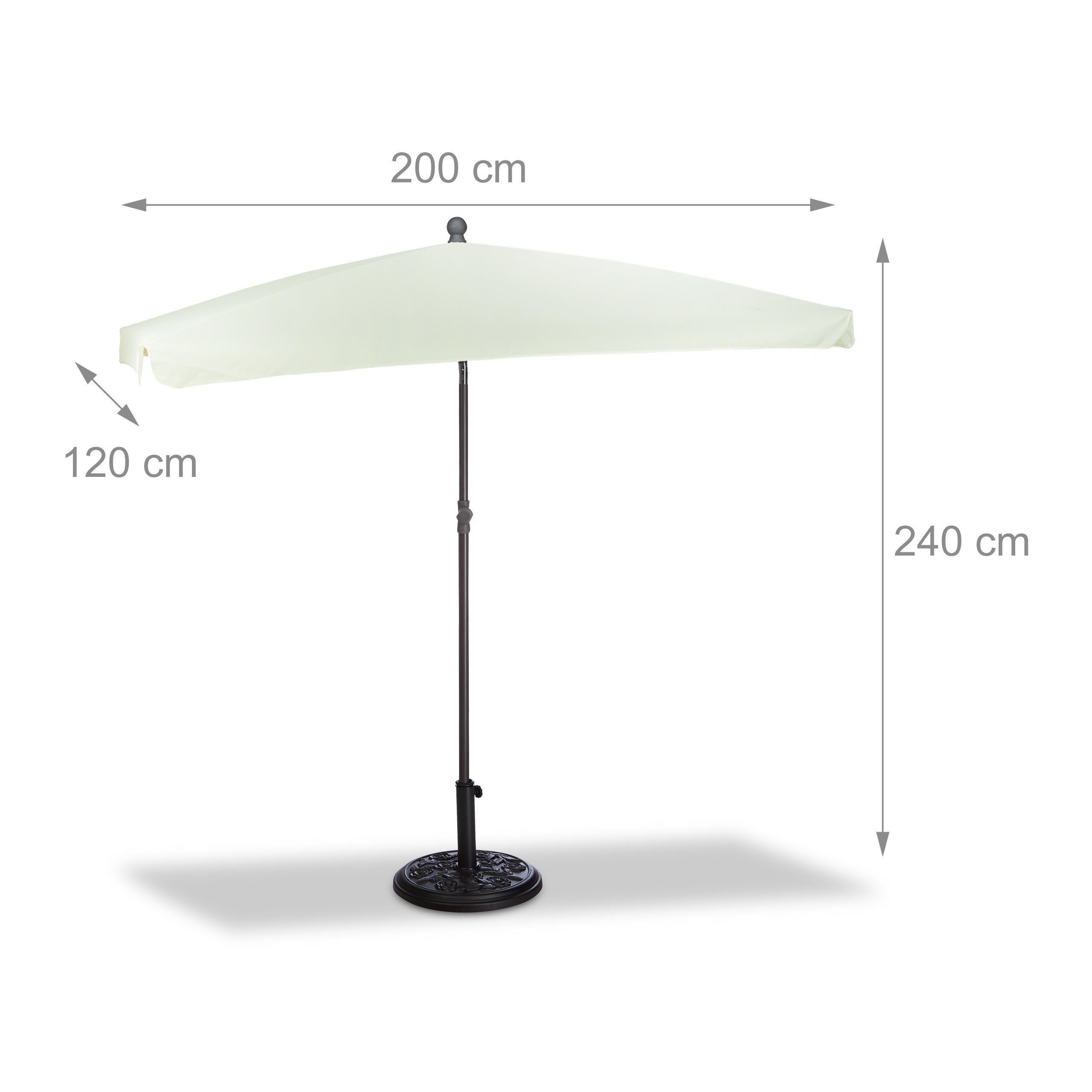 relaxdays Sonnenschirm Sonnenschirm rechteckig 200 x 120 cm, Natur