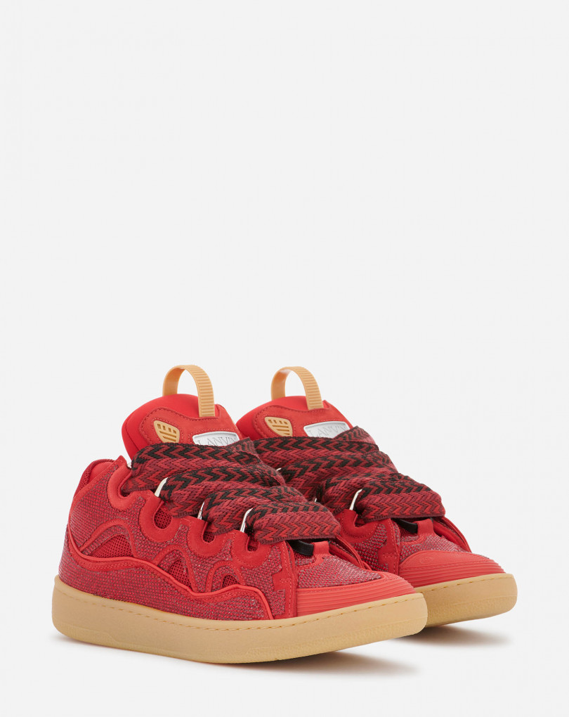 SNEAKERS CURB EN CUIR ET STRASS