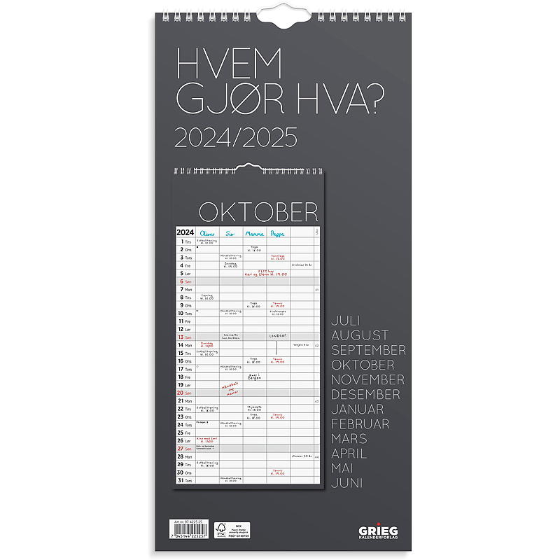 Veggkalender familiekalenderen