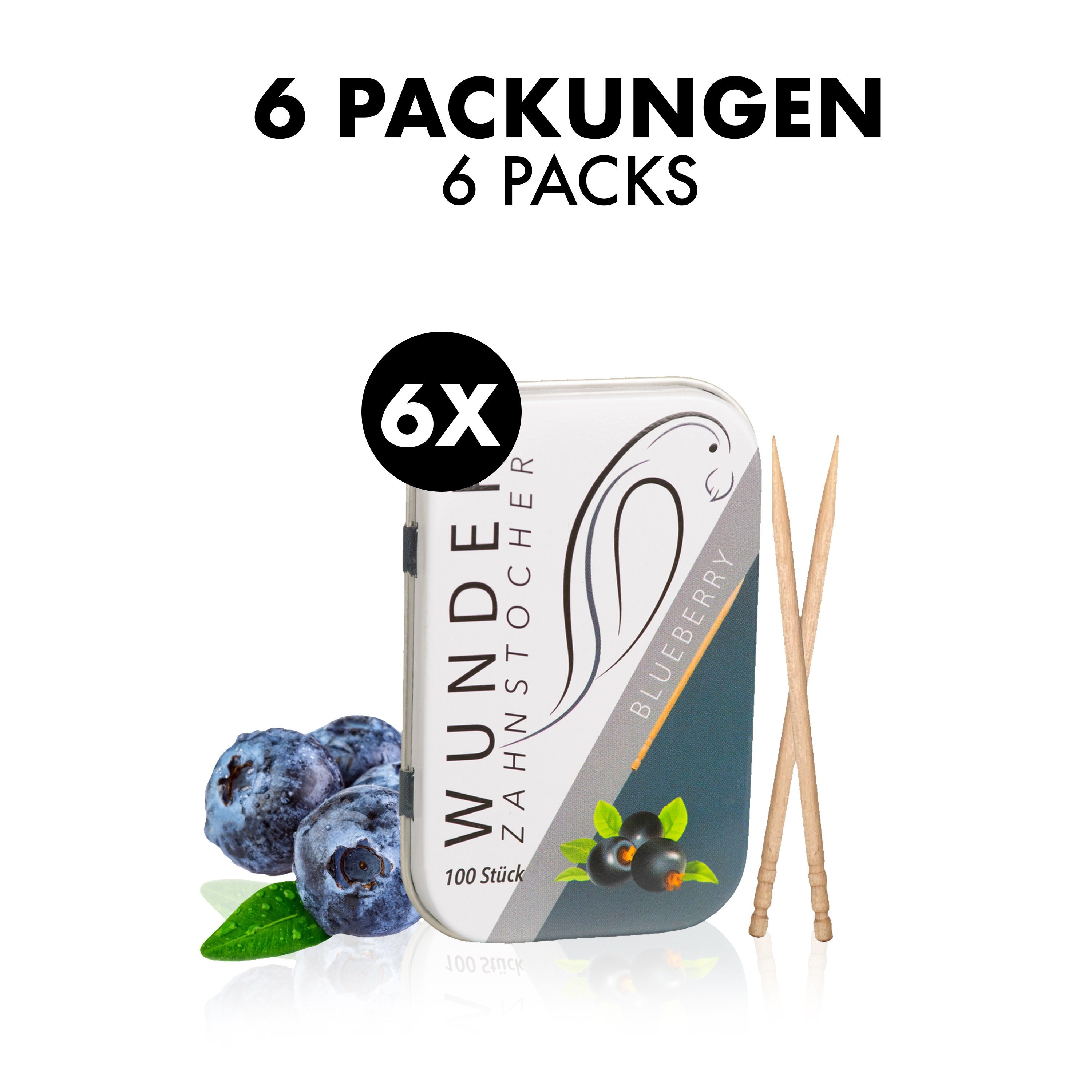 Wunder Zahnstocher Mundpflegecenter Wunder Zahnstocher Display 6er Pack Blaubeere DS