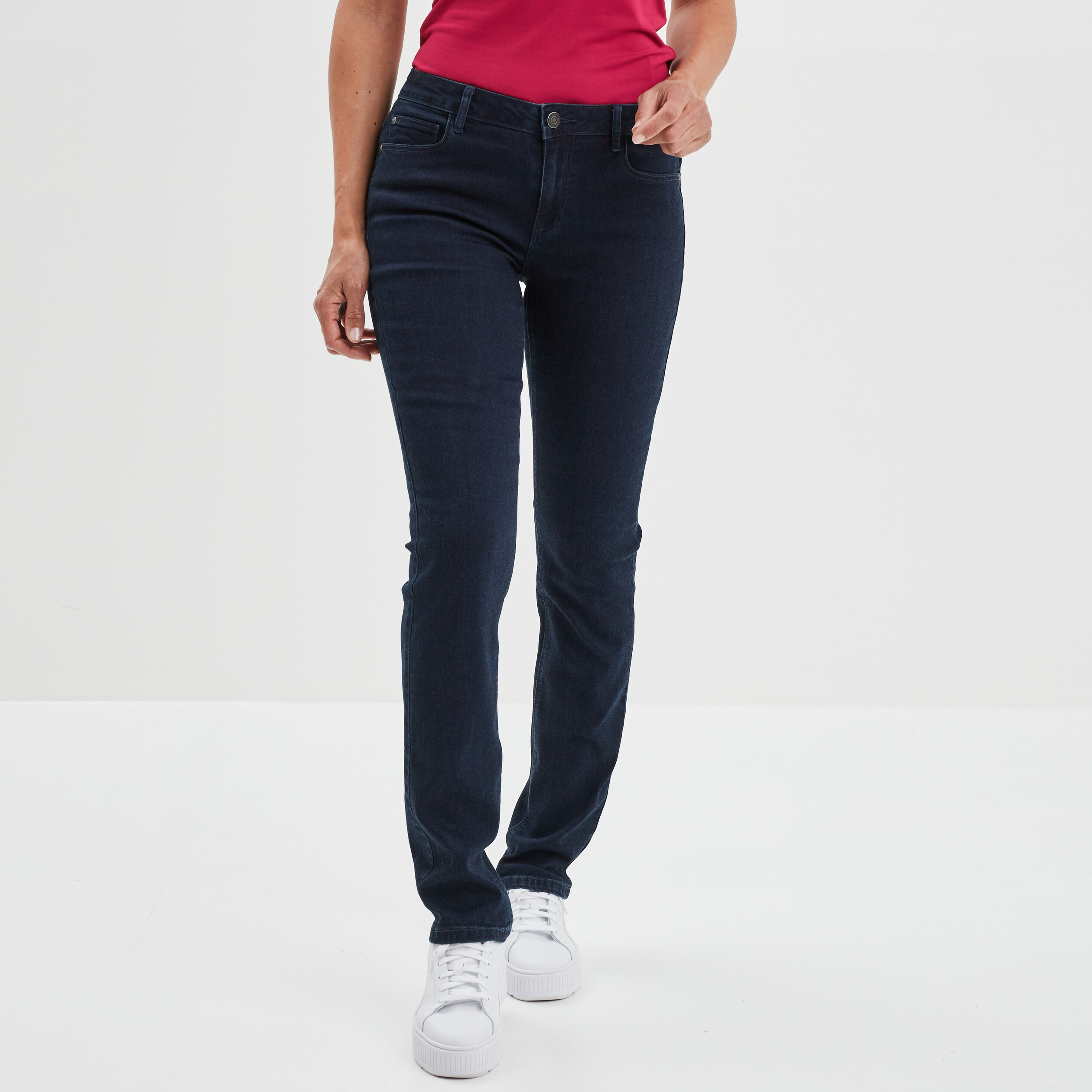 Jeans straight taille normale denim blue black femme | La Halle