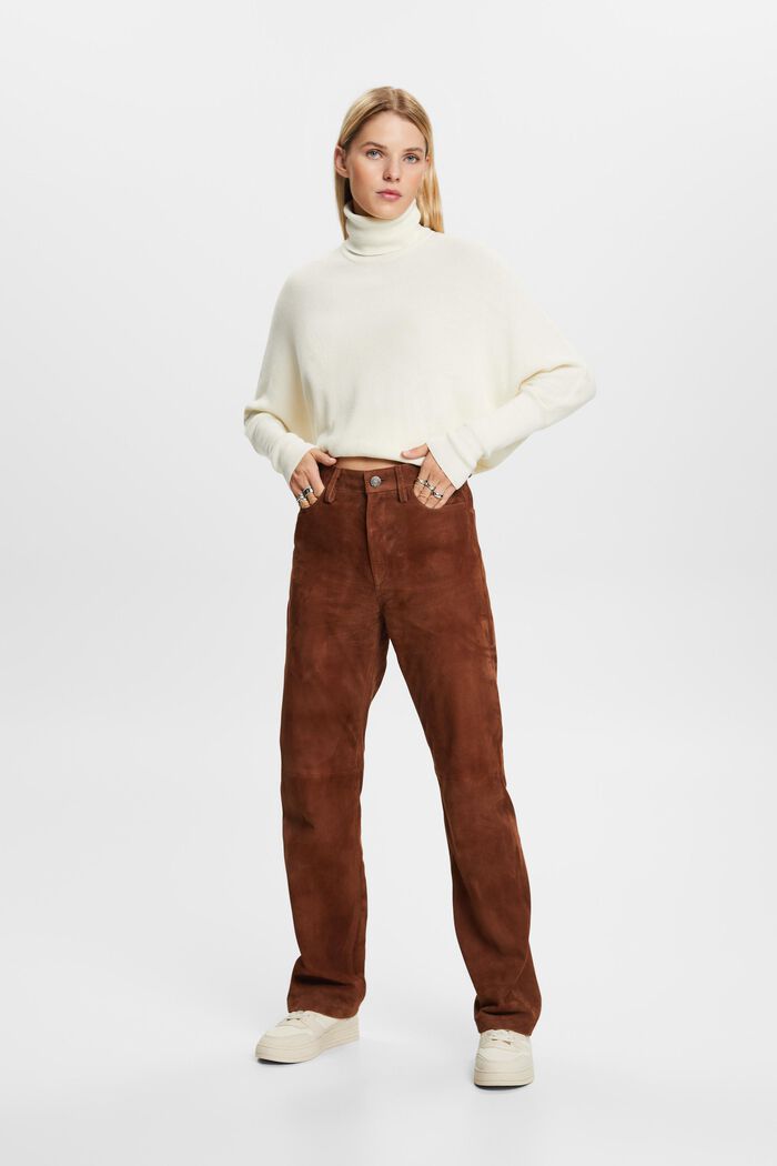 Gerade geschnittene Hose aus Rauleder