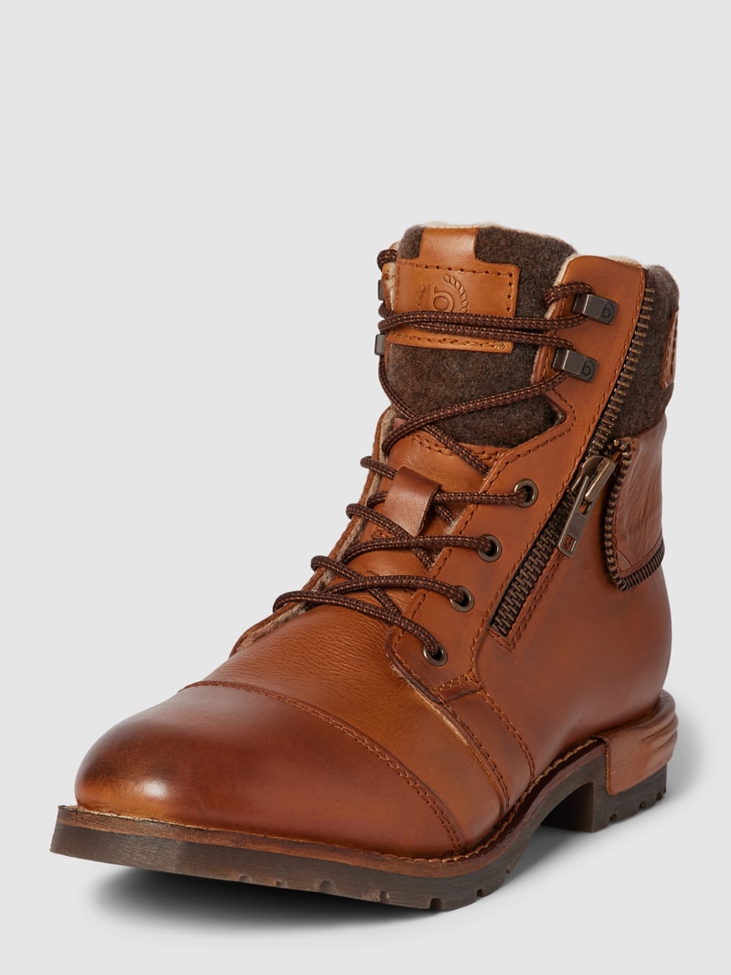 Schnürboots mit Label-Details Modell 'Sentra' in cognac