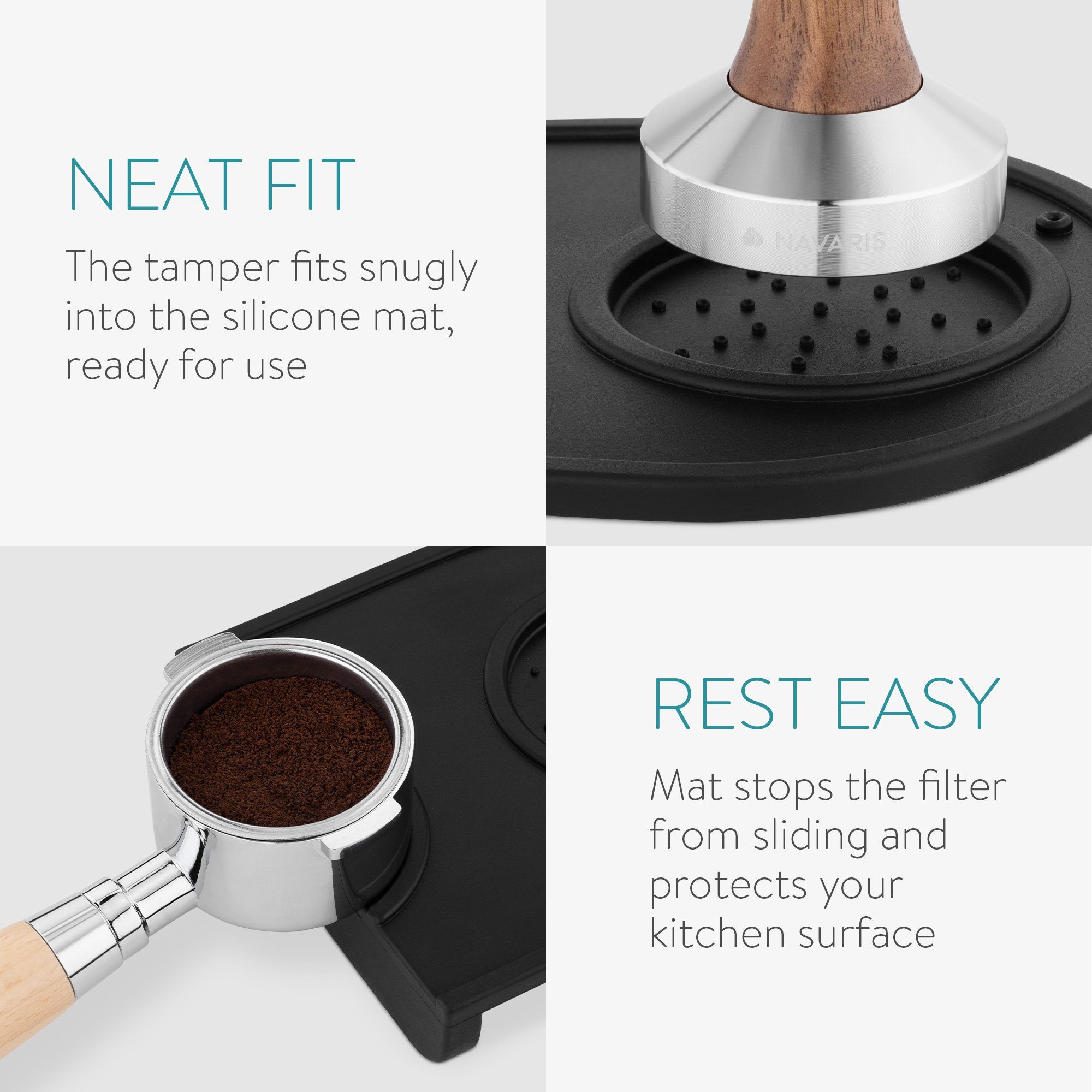 Navaris Druckbrüh-Kaffeemaschine Espresso Tamper für Kaffee 51mm - Stempel Stampfer für Siebträger
