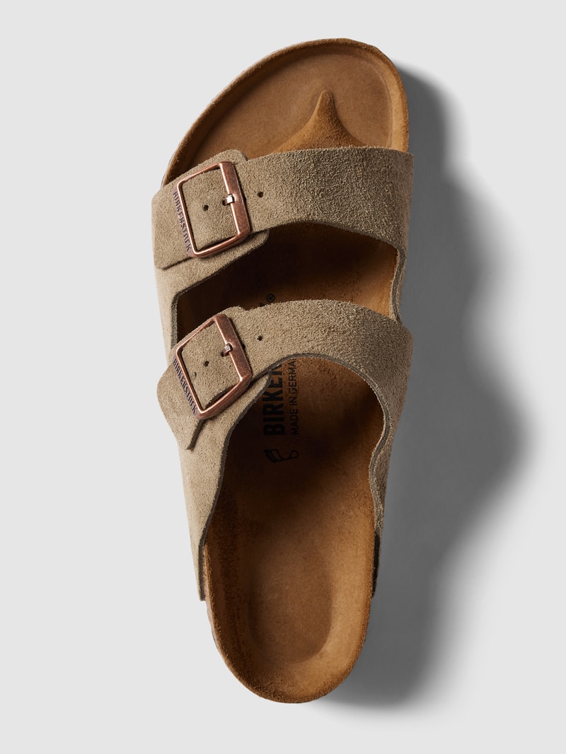 Hausschuhe aus echtem Leder Modell 'Arizona' in taupe