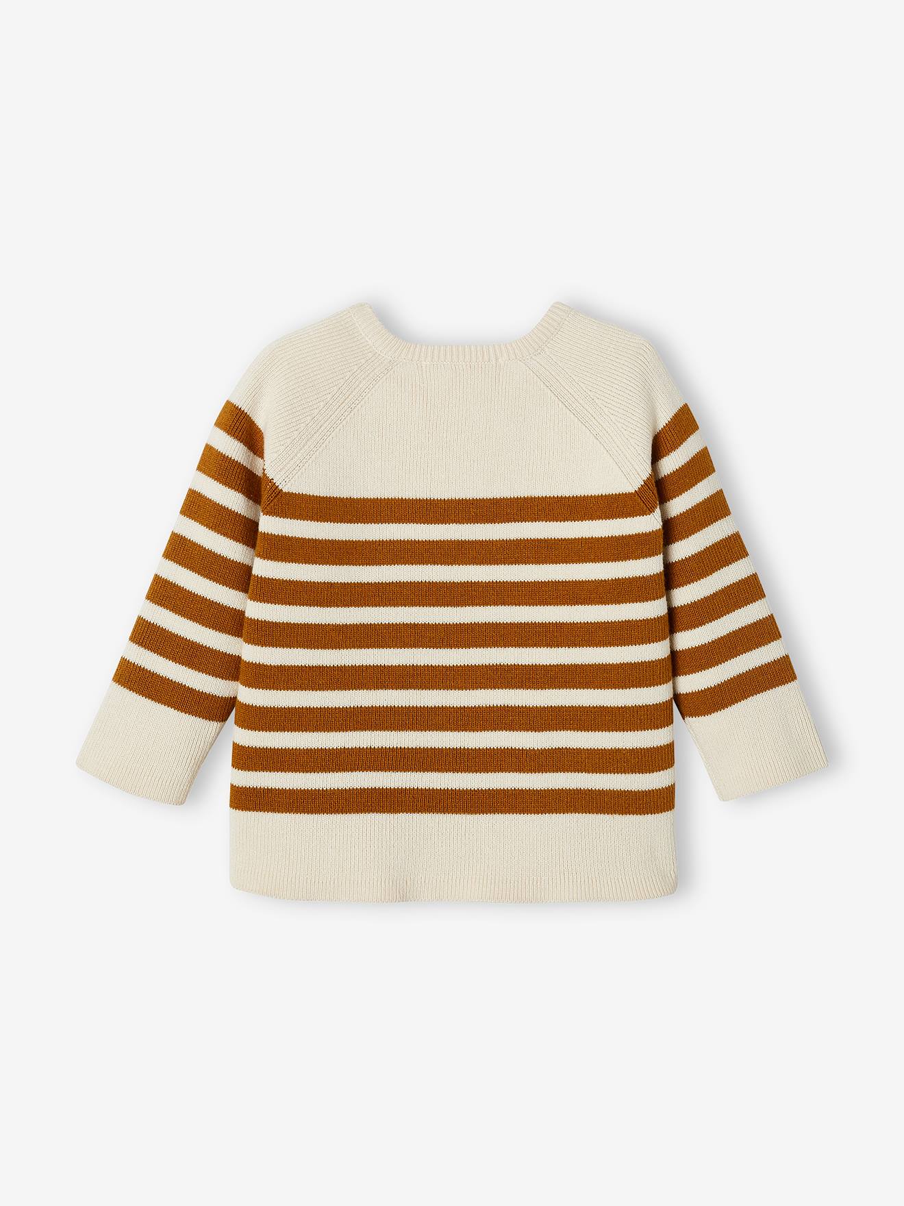 Pull marinière bébé caramel rayé