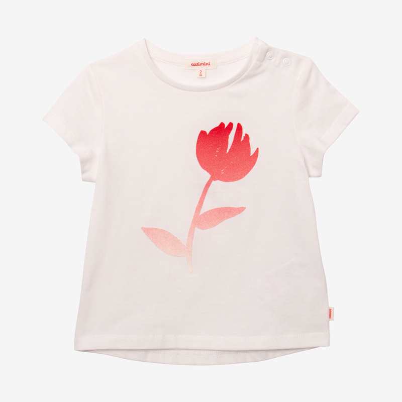 T-shirt bébé fille visuel pivoine beige Catimini